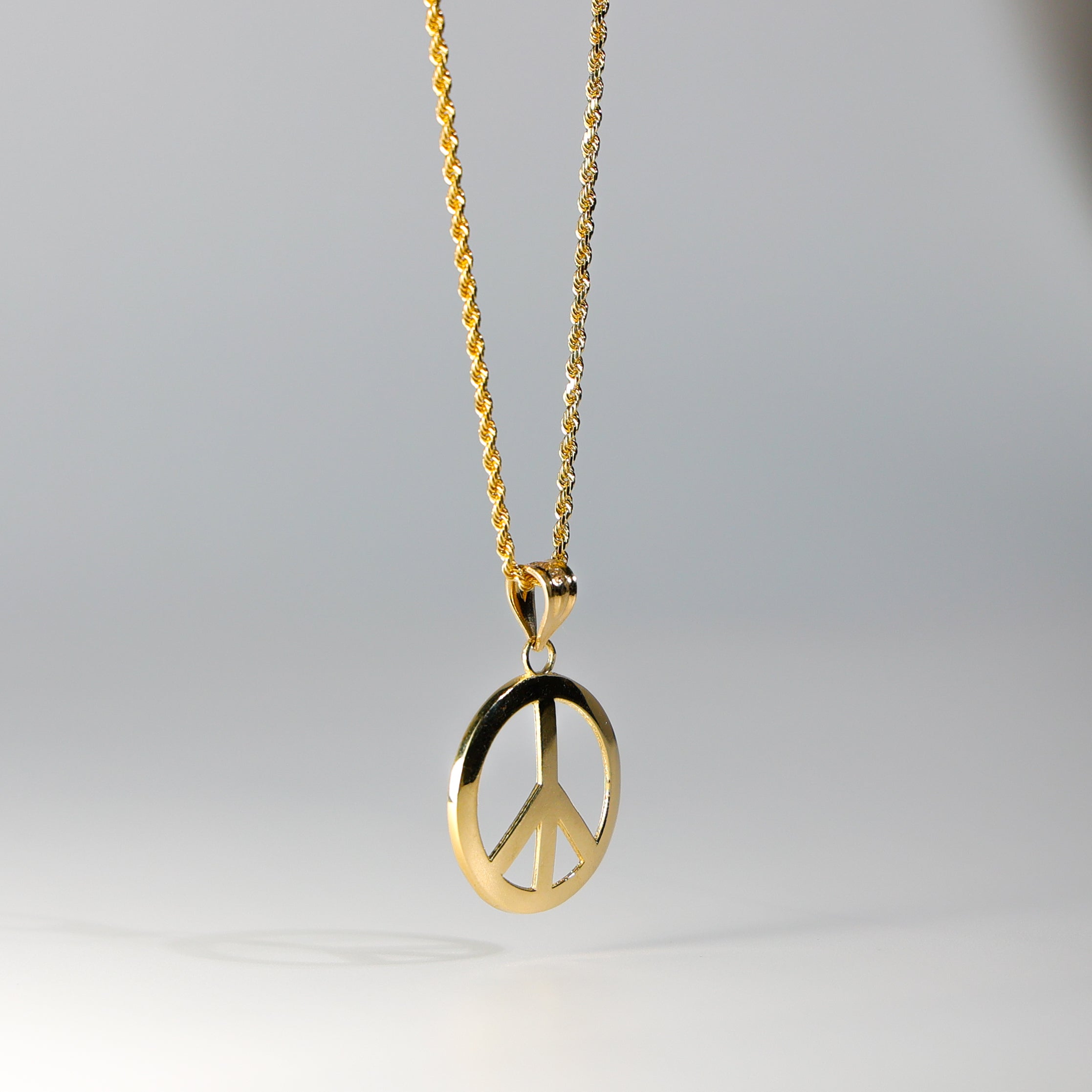 Gold Large Peace Sign Pendant Necklace - Model 1736 | Vintage Hippie Style Jewelry for Women | Perfect for Music Festivals, Boho Outfits & Gift Giving