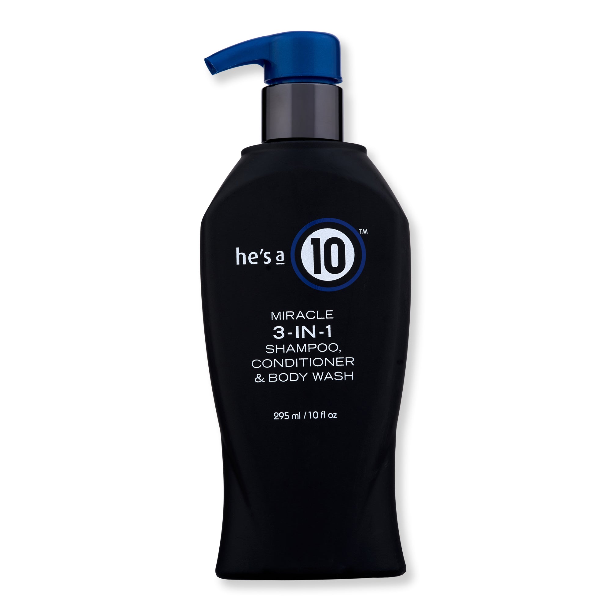 He's a 10 Miracle 3-in-1 Shampoo, Conditioner & Body Wash - 10 fl oz for Men - Multi-Purpose Hair & Body Cleanser for Daily Shower, Gym & Travel