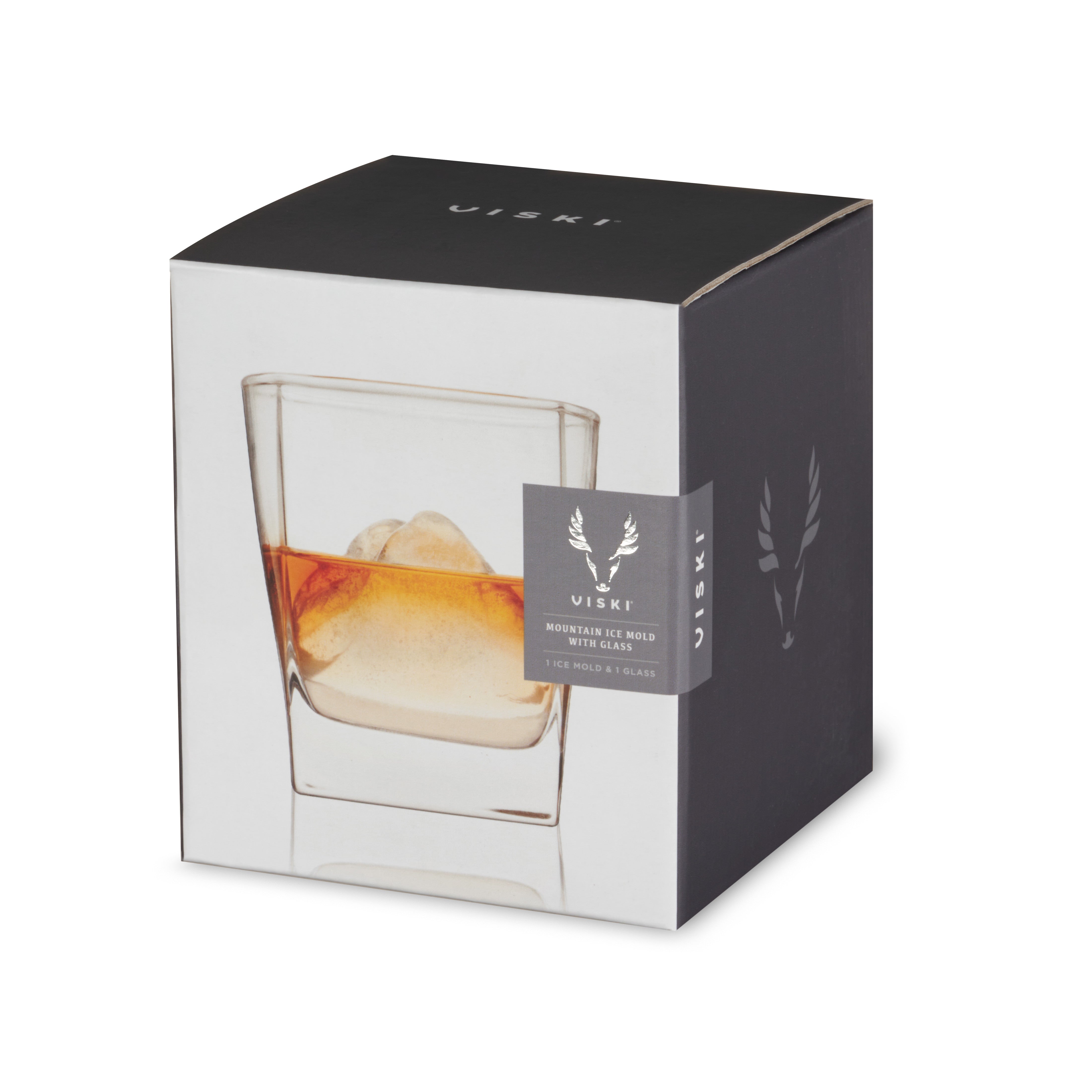 Premium Mountain Ice Mold with Glass Set - Perfect for Cocktails, Whiskey, and Chilled Beverages at Home Bars & Parties