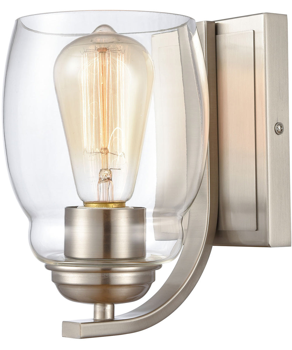 Brushed Nickel Wall Sconce Light - Modern Single Light Fixture for Bedroom, Hallway & Living Room Decor