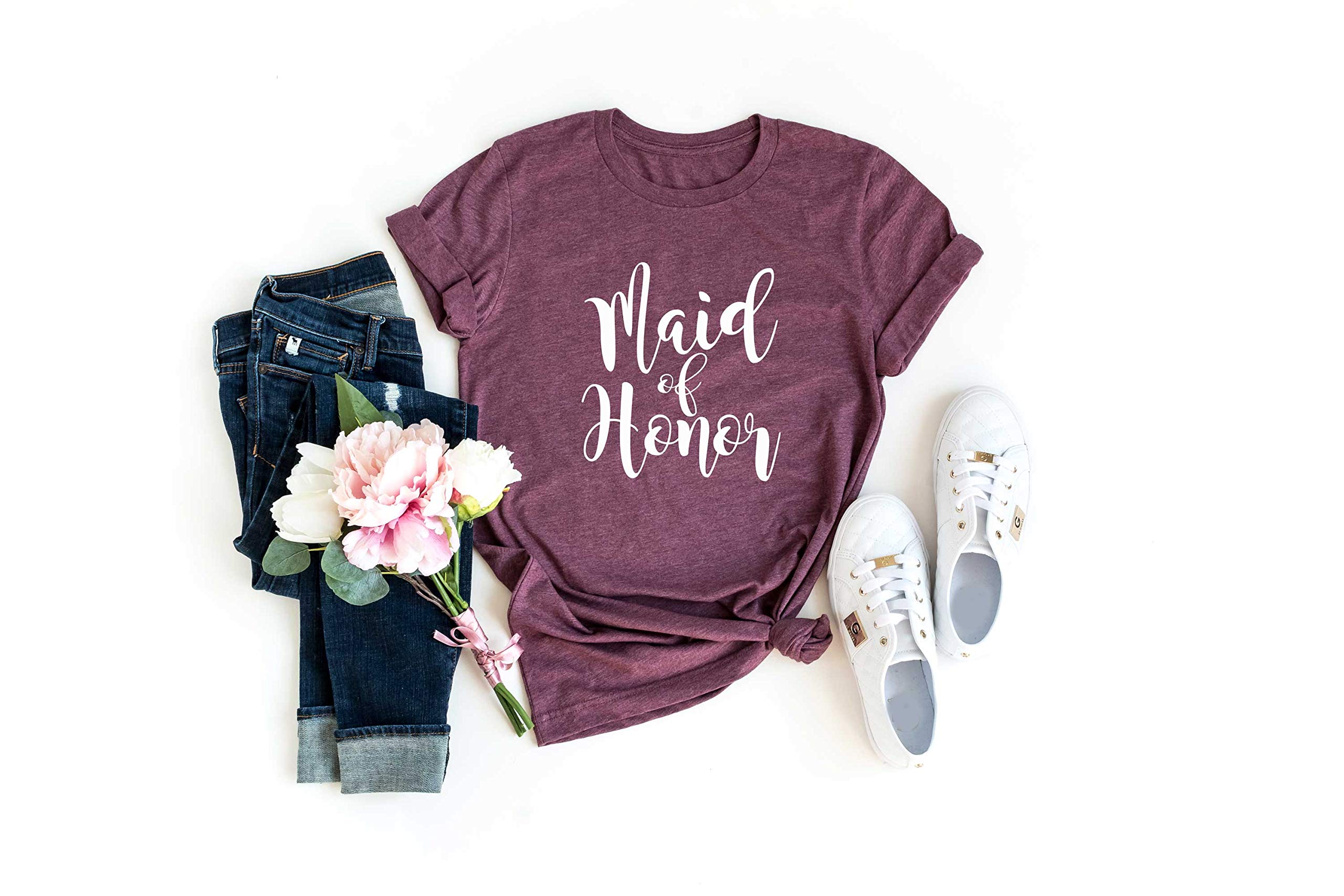 Blue Sand Textiles Maid of Honor Shirt - Wedding Party T-Shirt for Bridesmaids & Groomsmen - Unisex Bachelorette Party Apparel - Perfect for Bridal Showers, Rehearsal Dinners & Wedding Celebrations