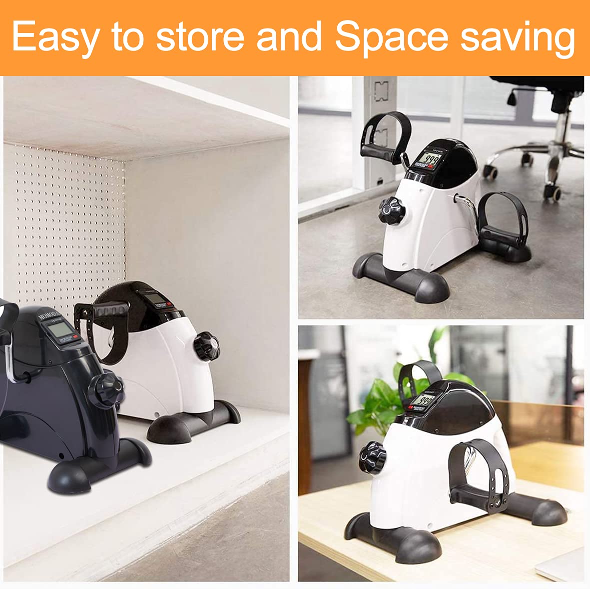 MOMODA Under Desk Bike Pedal Exerciser - Mini Exercise Bike for Leg & Arm Workouts with LCD Display - Portable Home & Office Fitness Equipment for Sedentary Workers & Students