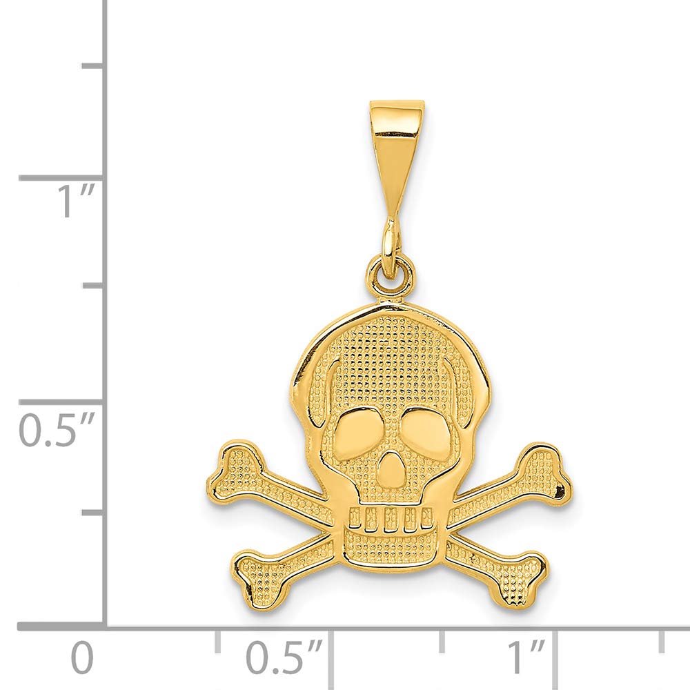 14K Yellow Gold Skull Bones Charm Pendant - FJC Finejewelers - Gothic Jewelry for Men & Women - Perfect for Halloween, Punk Style & Edgy Fashion Accessories