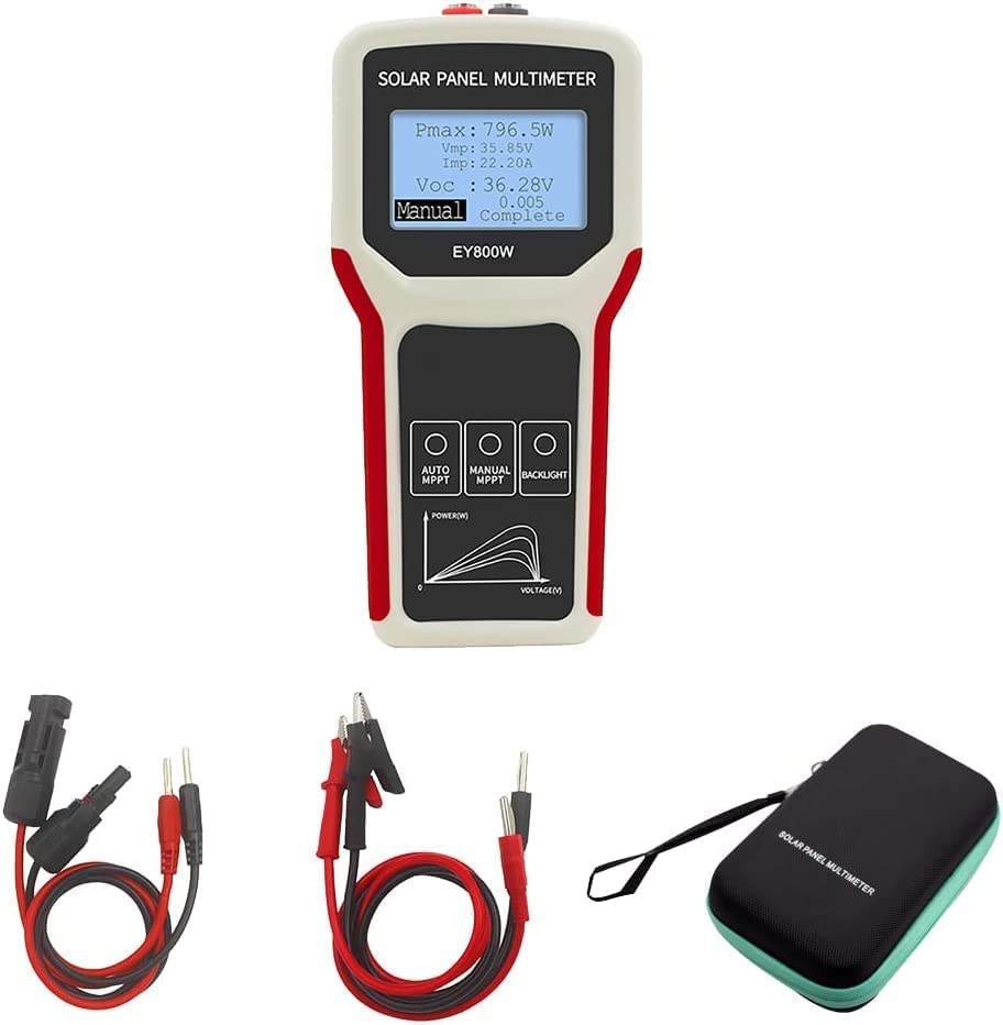 Upgrade EY800W Solar Panel Tester - Photovoltaic Multimeter with Ultra Clear LCD Display | Smart MPPT Open Circuit Voltage Troubleshooting Tool | Perfect for Solar PV System Testing & Maintenance