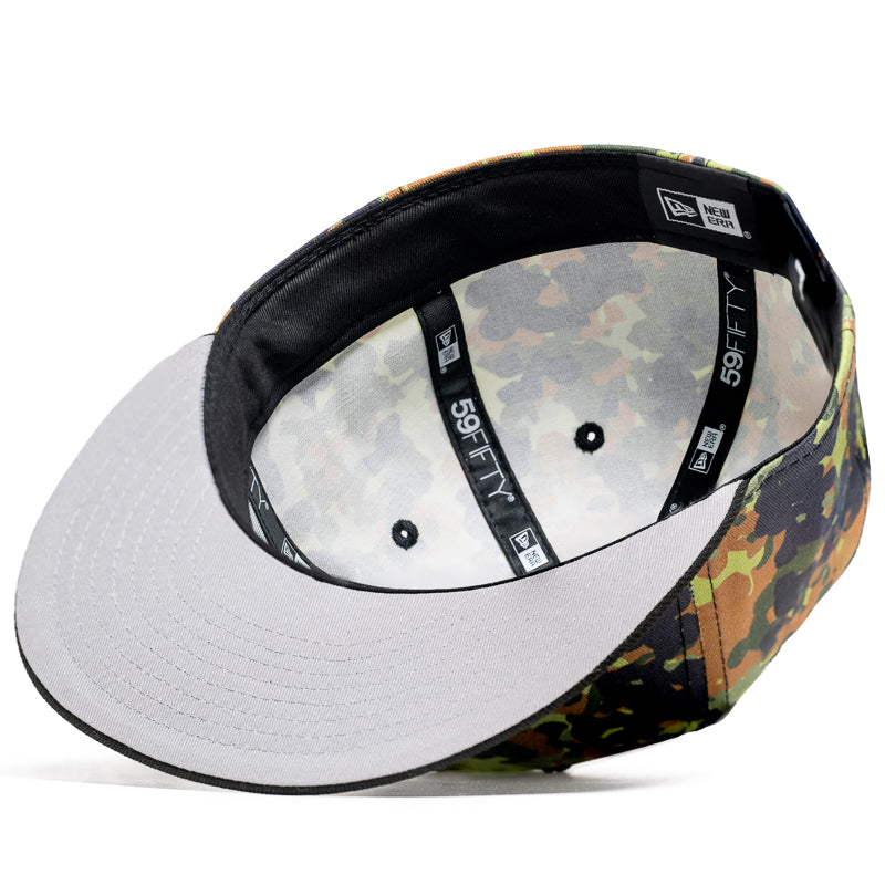 New Era 59FIFTY Fitted Hat - Black/Flecktarn Camo Political Design | Adjustable Baseball Cap for Men & Women | Perfect for Outdoor Activities, Sports Events & Streetwear Fashion