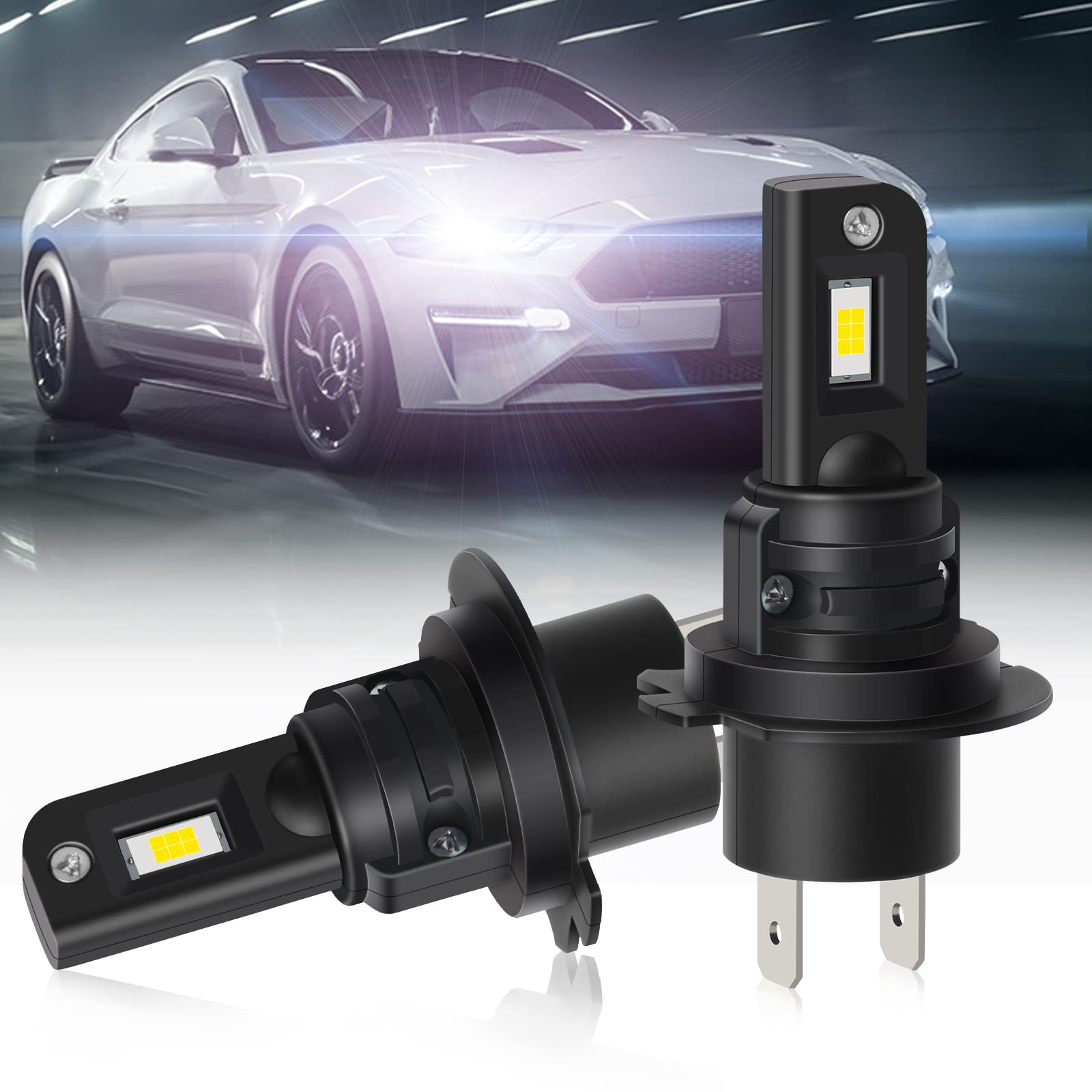 H7 LED Headlight Bulbs - 40W 10000LM 6000K Xenon White, CANBUS Error Free, Plug & Play Conversion Kit for Cars, Trucks & SUVs - Fanless All-in-One Design, 2-Pack (V9 H7) - Perfect for Night Driving, Fog Lights & Off-Road Use