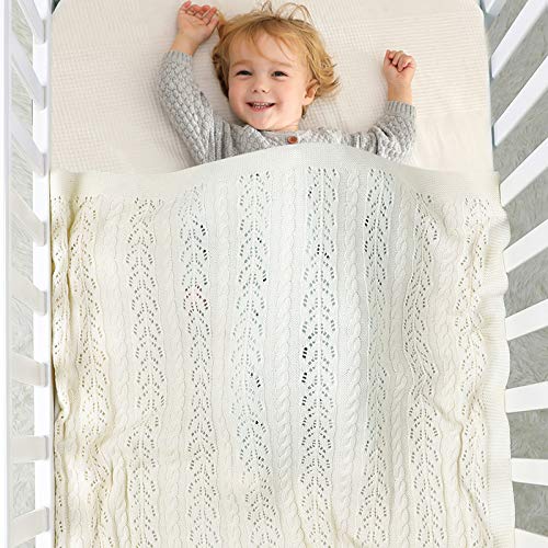 **LAWKUL 100% Cotton Baby Blanket - Soft & Breathable Waffle Knit Receiving Blanket for Newborns, Infants & Toddlers (40x30 Inches, White) - Perfect for Swaddling, Nursing & Nursery Comfort**
