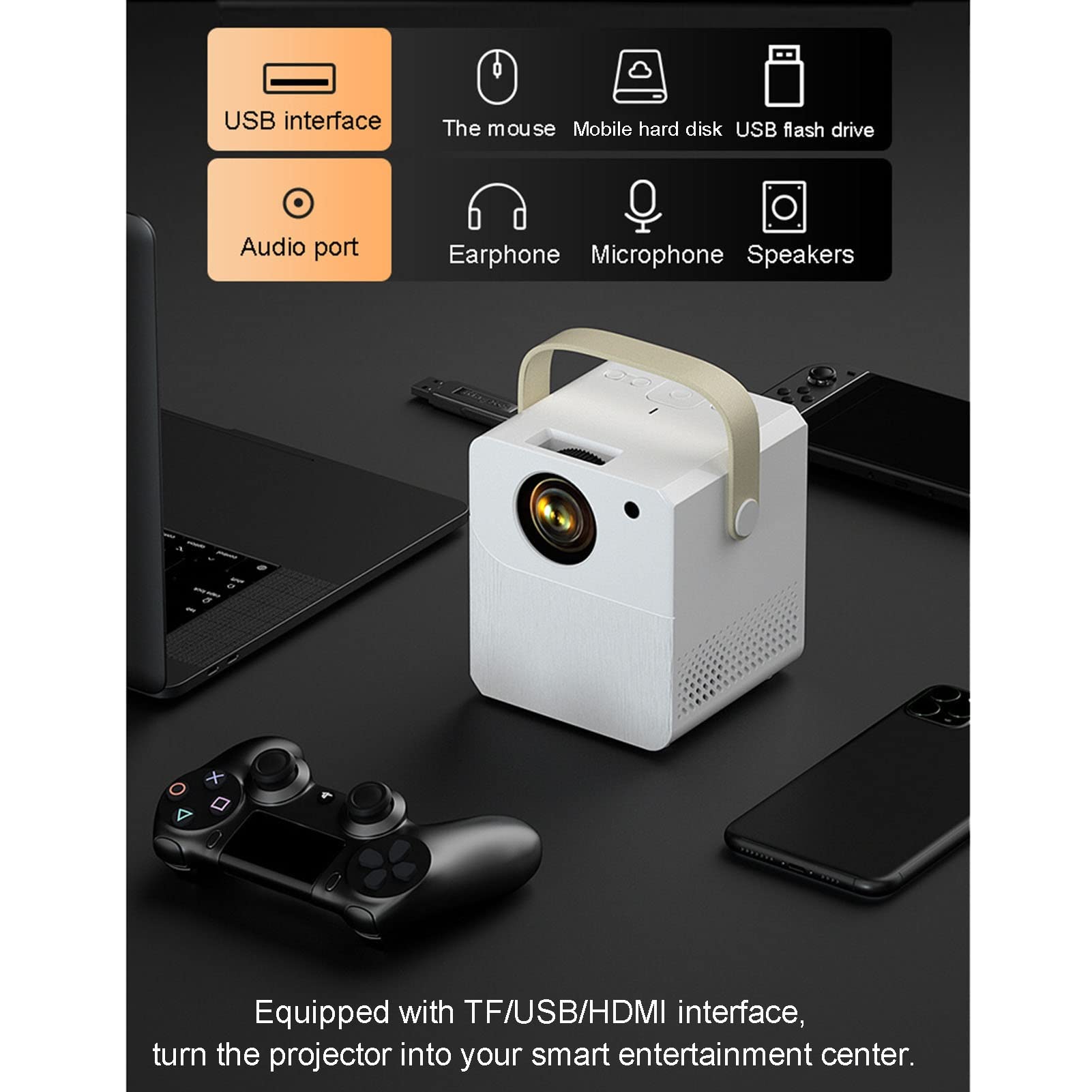 Smart Mini Projector for Home - 1080P HD Portable Projector with 32GB Memory | Perfect for Home Theater, Movie Nights & Outdoor Camping