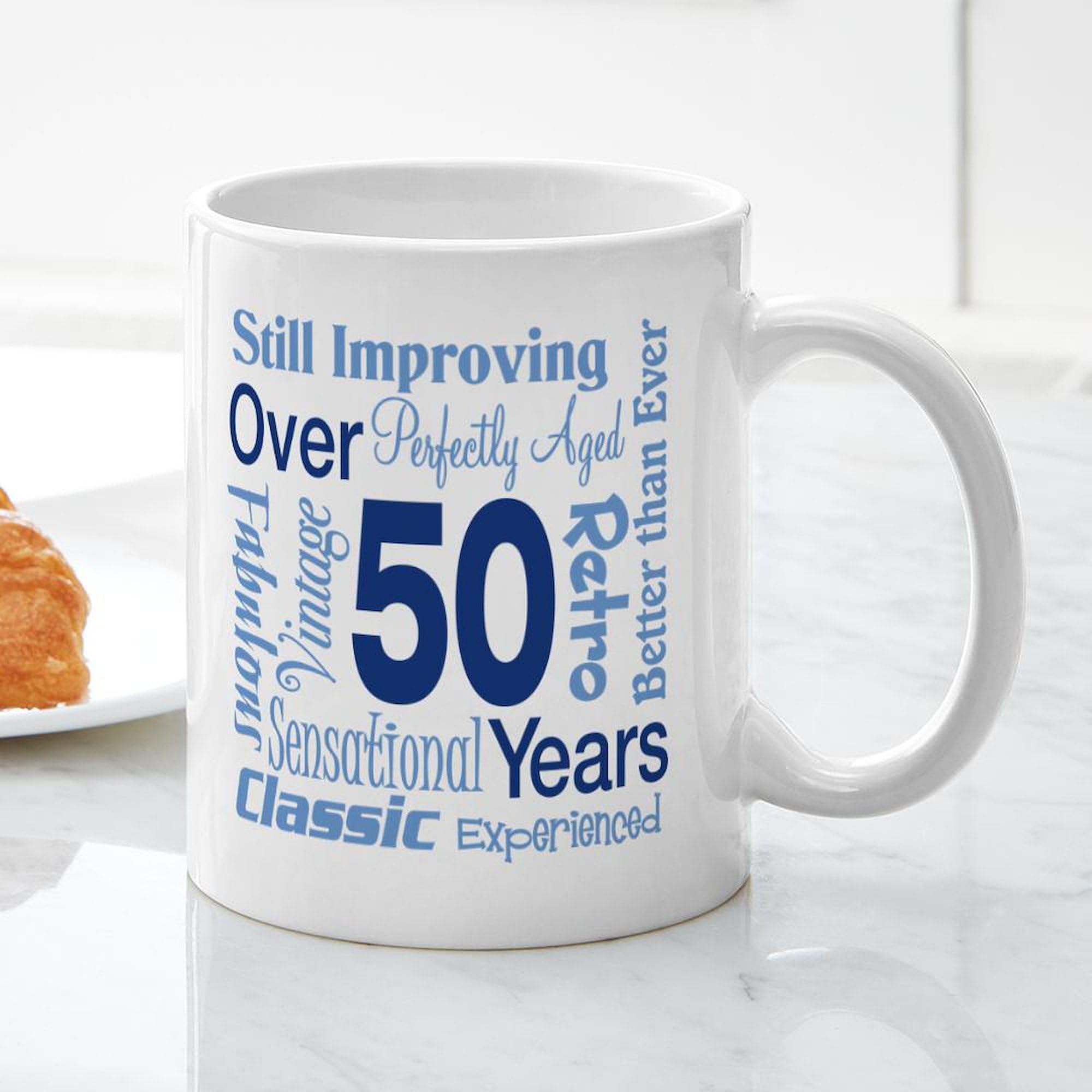50Th Birthday Gift Mug - 11 oz (325 ml) Ceramic Coffee Cup for Men & Women - Funny Over 50 Years Old Present - Perfect for Office, Home & Anniversary Celebrations
