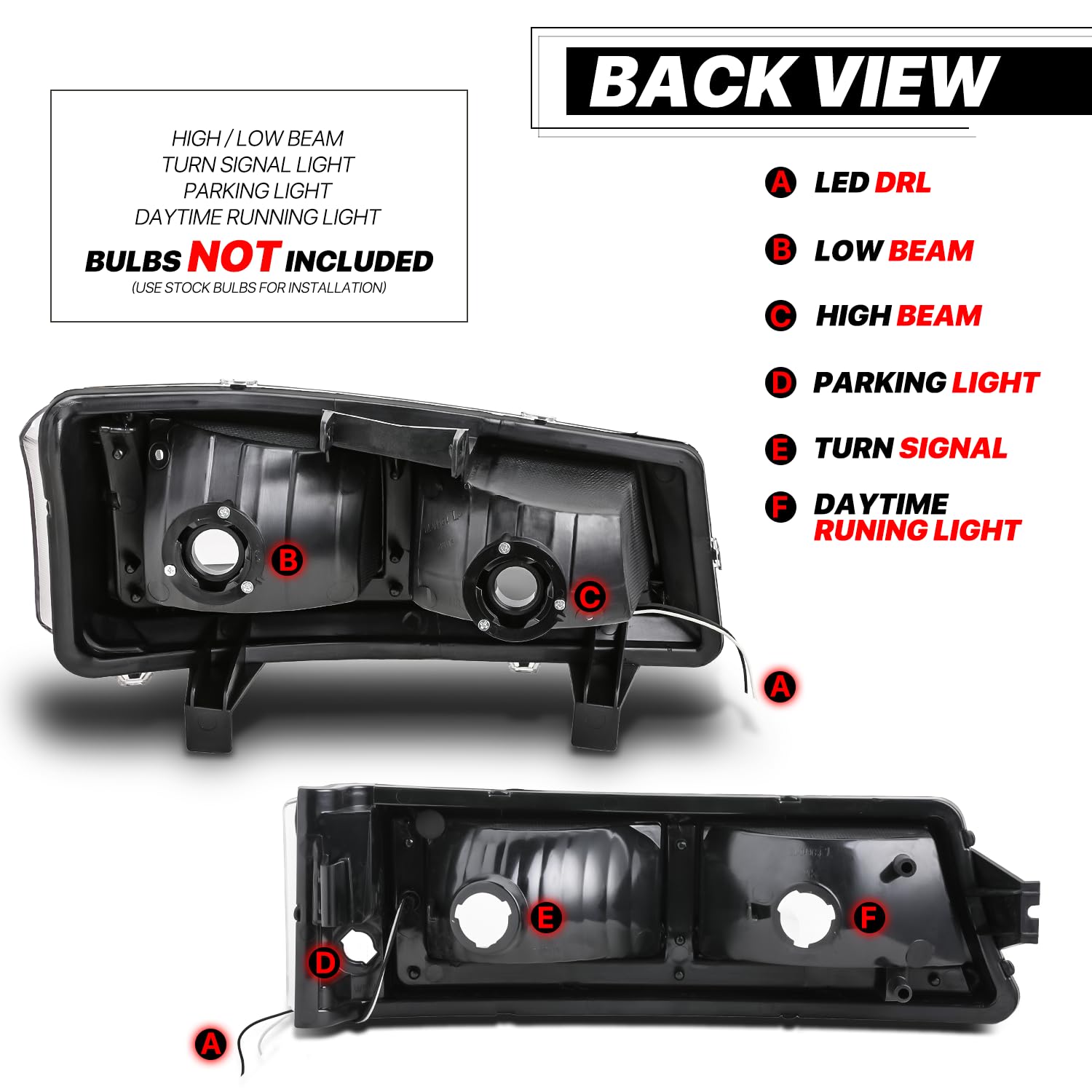 M-AUTO LED Headlights for 03-06 Chevy Silverado - DRL Daylight Strips | Off-Road & Night Driving
