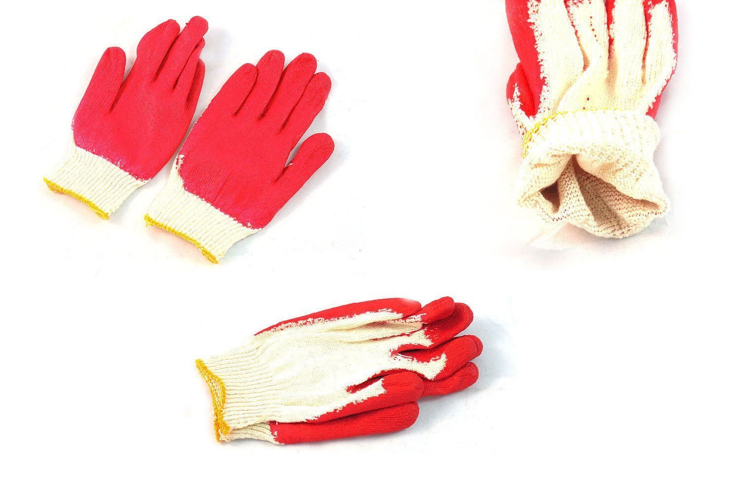 240 Pairs Red String Knit Latex Dipped Gloves - Breathable & Durable Work Gloves for Gardening, Cleaning & Food Handling (Made in Korea)