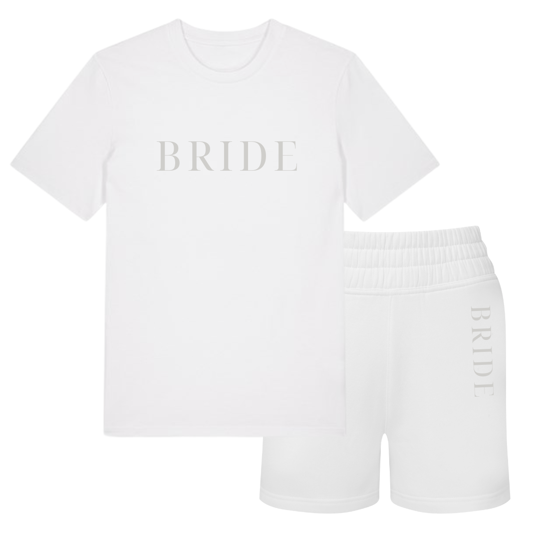 Bride White T-Shirt & Shorts Set - Comfortable Wedding Loungewear for Bridal Shower, Bachelorette Party & Honeymoon