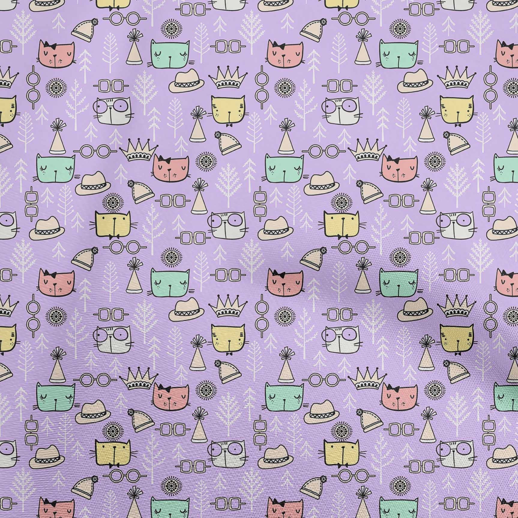 Premium 100% Cotton Cambric Purple Fabric for Kids - Soft Animal Print Quilting & Sewing Material by The Yard (56 Inch Wide, 290 GSM) - Perfect for DIY Baby Blankets, Clothing & Craft Projects