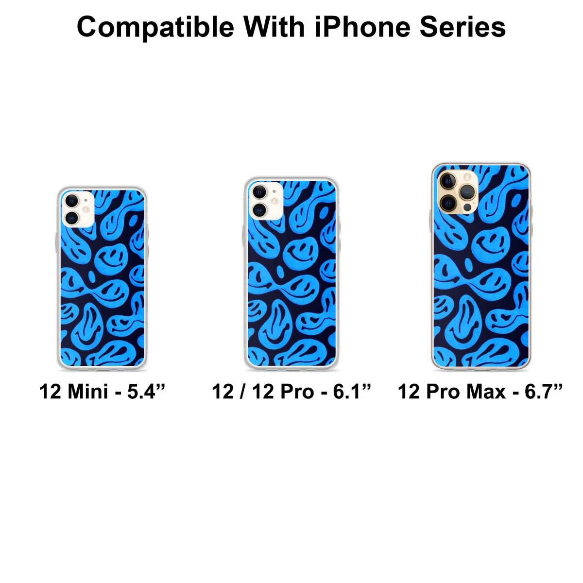 Blue Smile Face Pattern Shockproof Phone Case for iPhone 15 14 13 12 11 X Xs Xr 8 7 6 6s Plus Pro Max - Cute Protective Cover for Everyday Use, Work & Travel