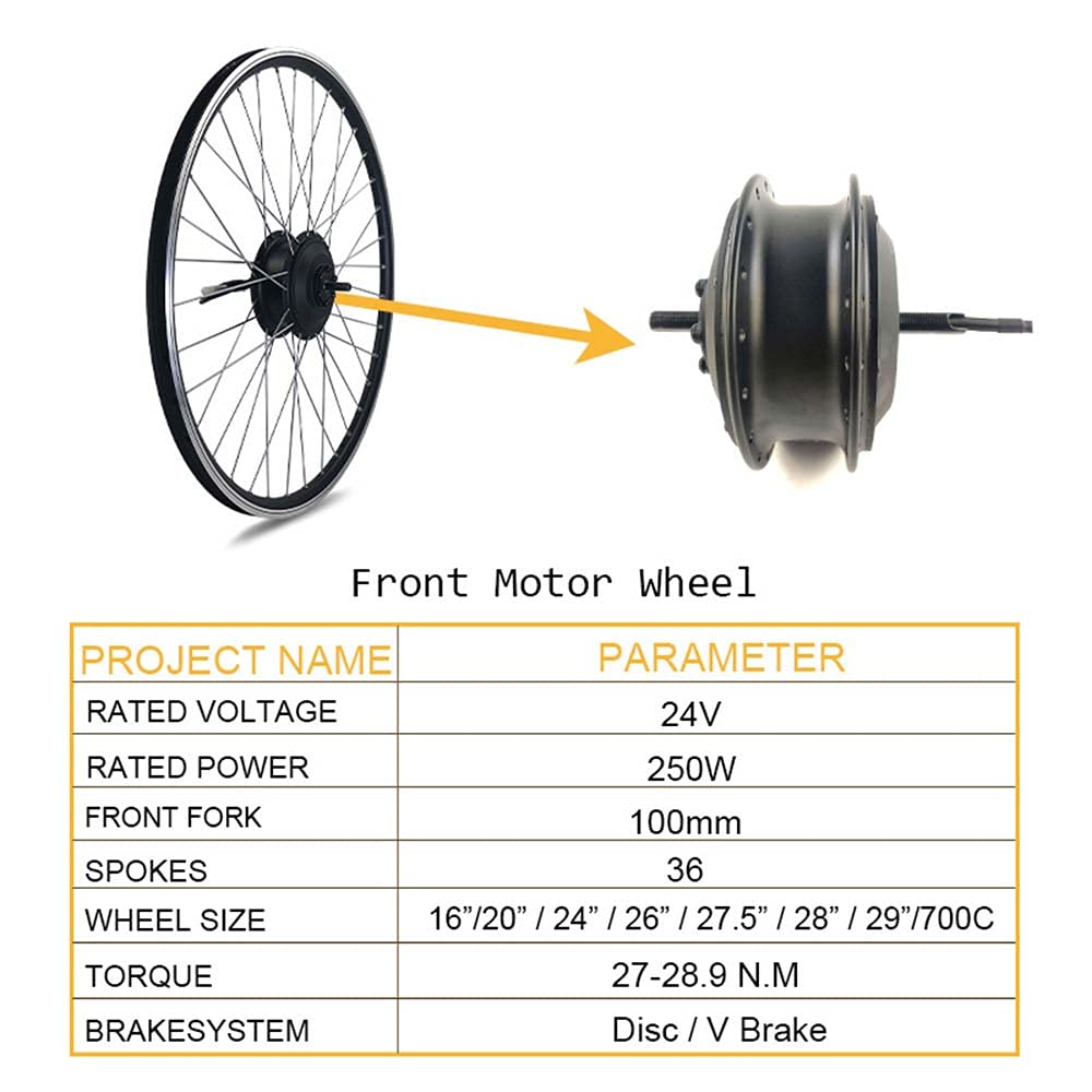 ZYXU 36V 500W Electric Bike Conversion Kit - E-Bike Motor Hub Kit for 16