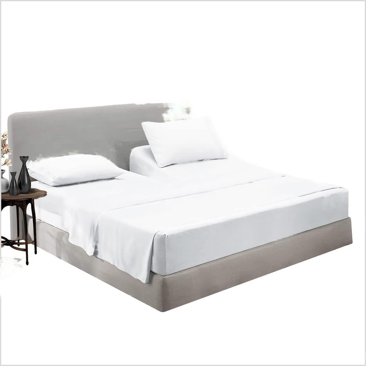 600 Thread Count 100% Egyptian Cotton Split Queen Fitted Sheet for Adjustable Beds - Half Split Down 32 Inches from Top - Soft Breathable Luxury Bedding for Comfortable Sleep - Perfect for Adjustable Beds, Hospital Beds, and Home Use