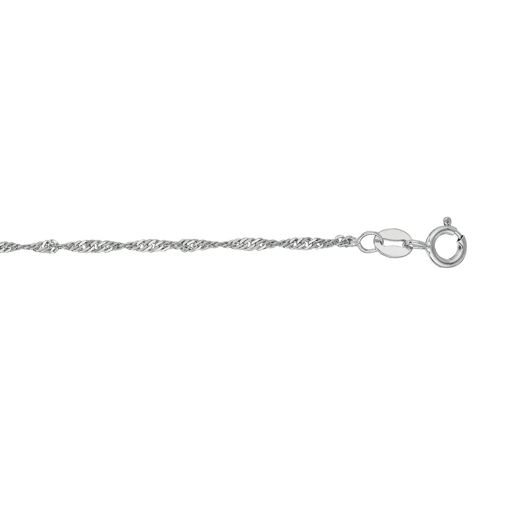 10K Sparkle Cut Singapore Chain Necklace for Women - White Gold & Yellow Gold Options, 16-30 Inch Lengths & Multiple Widths | Elegant Jewelry Gift for Birthday, Anniversary & Special Occasions