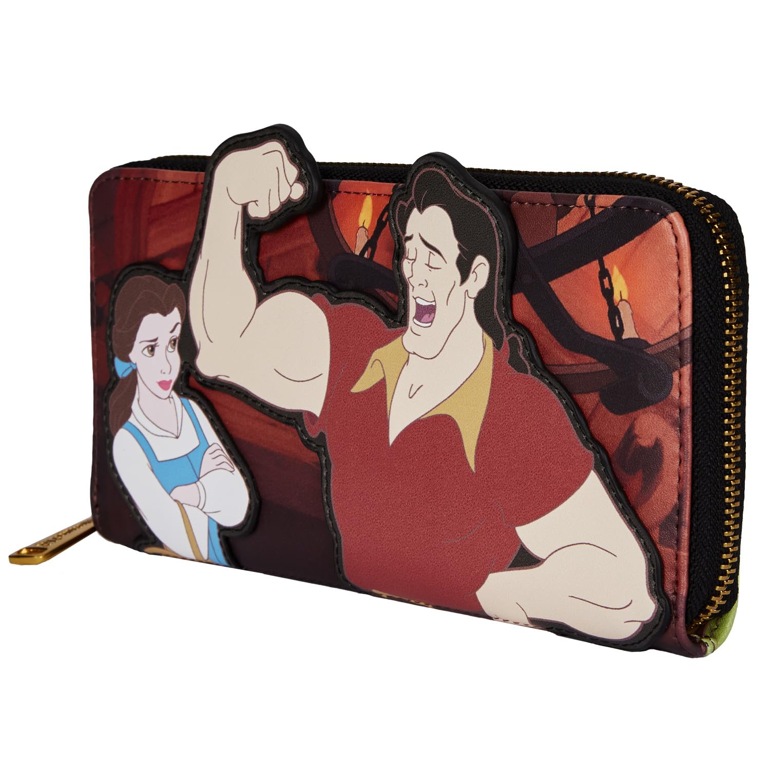 Loungefly Disney Villains Scene Gaston Zip Around Wallet | Official Disney Licensed | Compact Wallet for Women & Men | Perfect for Theme Parks, Collectors & Everyday Use