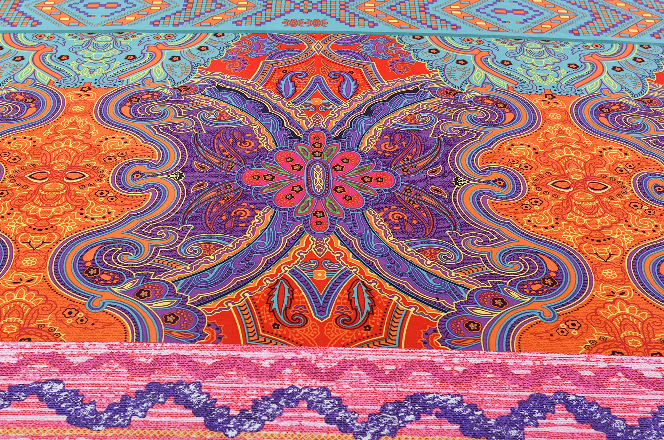 4-Piece Bohemian Ethnic Queen Size Bedding Set - Brushed Cotton Boho Duvet Cover with Flat Sheet, Ultra Soft Comforter Cover Set (No Comforter Included) - Perfect for Cozy Bedrooms, Guest Rooms & Bohemian Home Decor