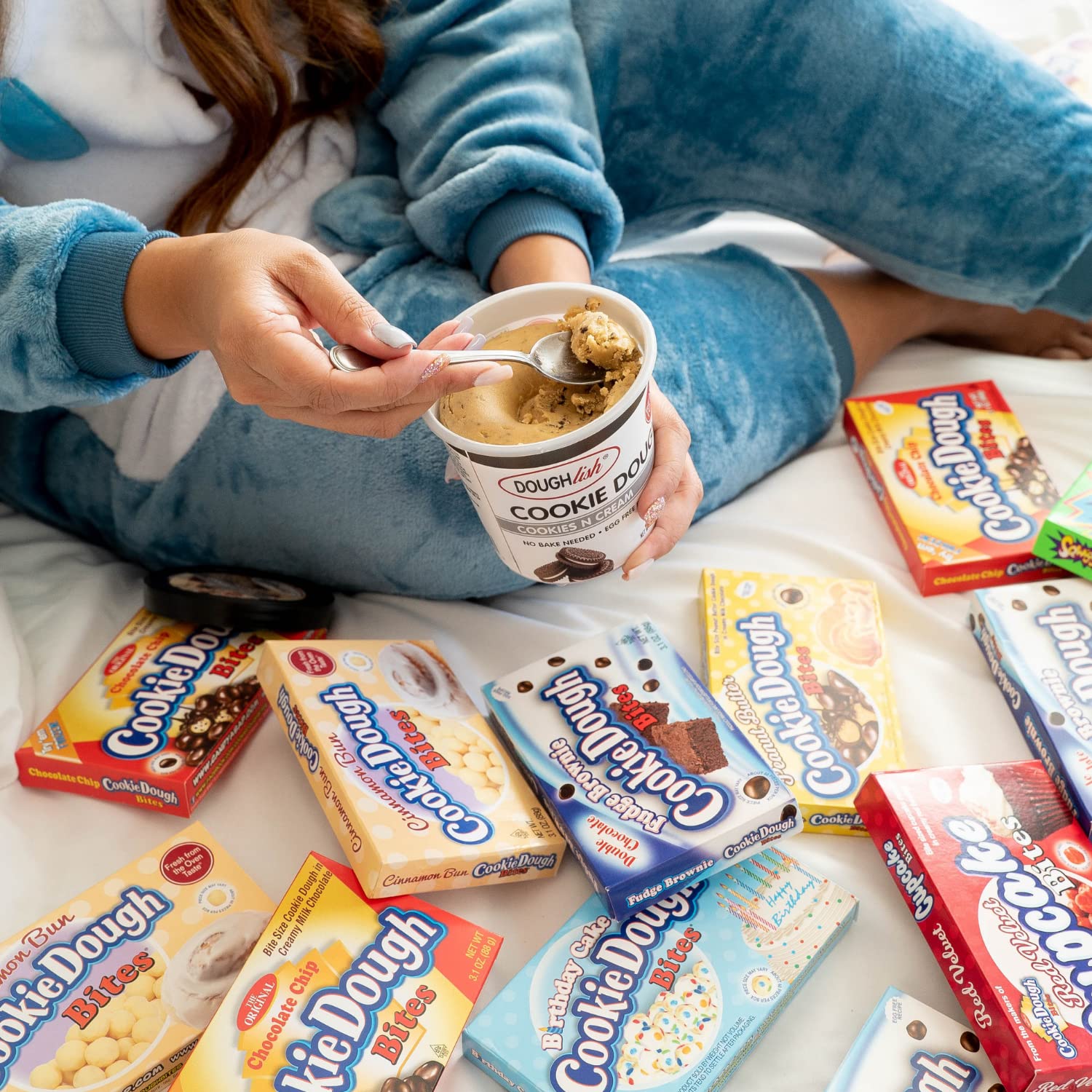 Cinnamon Bun Cookie Dough Bites - Chocolate Covered Edible Cookie Dough Snacks - Egg Free, Gluten Free Cookie Dough Candy - 12 Pack (3.1 oz Each) - Perfect for Parties, Gifts & Sweet Cravings