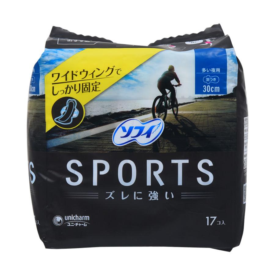 SOFY Sports 30cm Ultra Thin Winged Sanitary Pads - 17 Count Pack for Women | Overnight Protection for Heavy Flow Days | Perfect for Active Lifestyles, Workouts & Travel