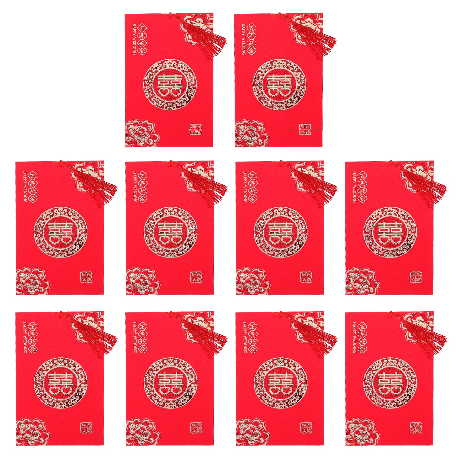10pcs Chinese Style Romantic Wedding Invitation Cards - Blank Lovely Paper Cards for Wedding Decorations, Home Wall Room Decor (Perfect for DIY Wedding Invites, Bridal Shower, Anniversary Celebrations)