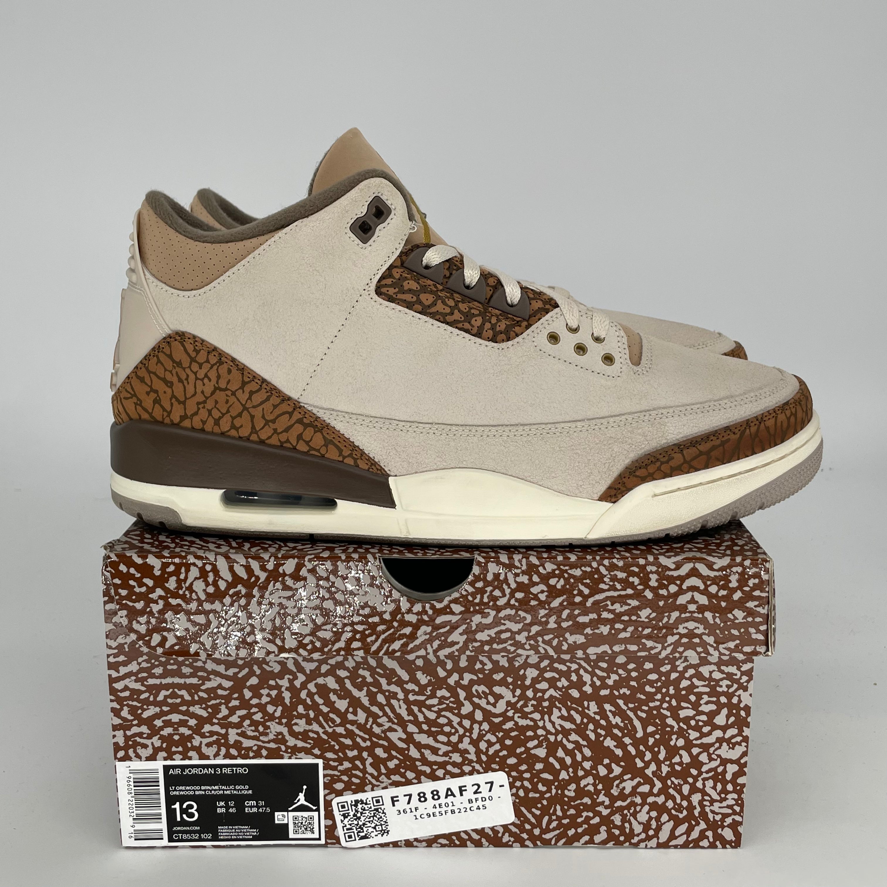 AIR JORDAN 3 PALOMINO Men's Basketball Shoes Size 13 - Retro Style Sneakers CT8532-102 | Perfect for Streetwear, Casual Outfits & Basketball Games