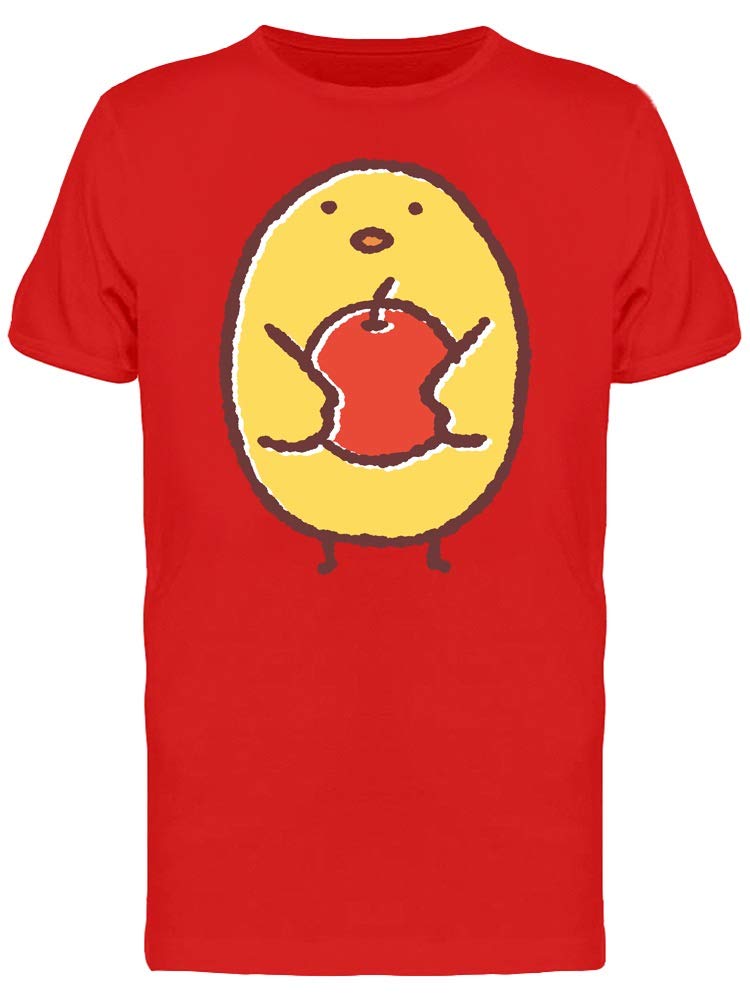 Stylish Men's Cartoon Chicken & Apple Graphic T-Shirt - Casual Wear for Everyday Outfits & Fun Gatherings