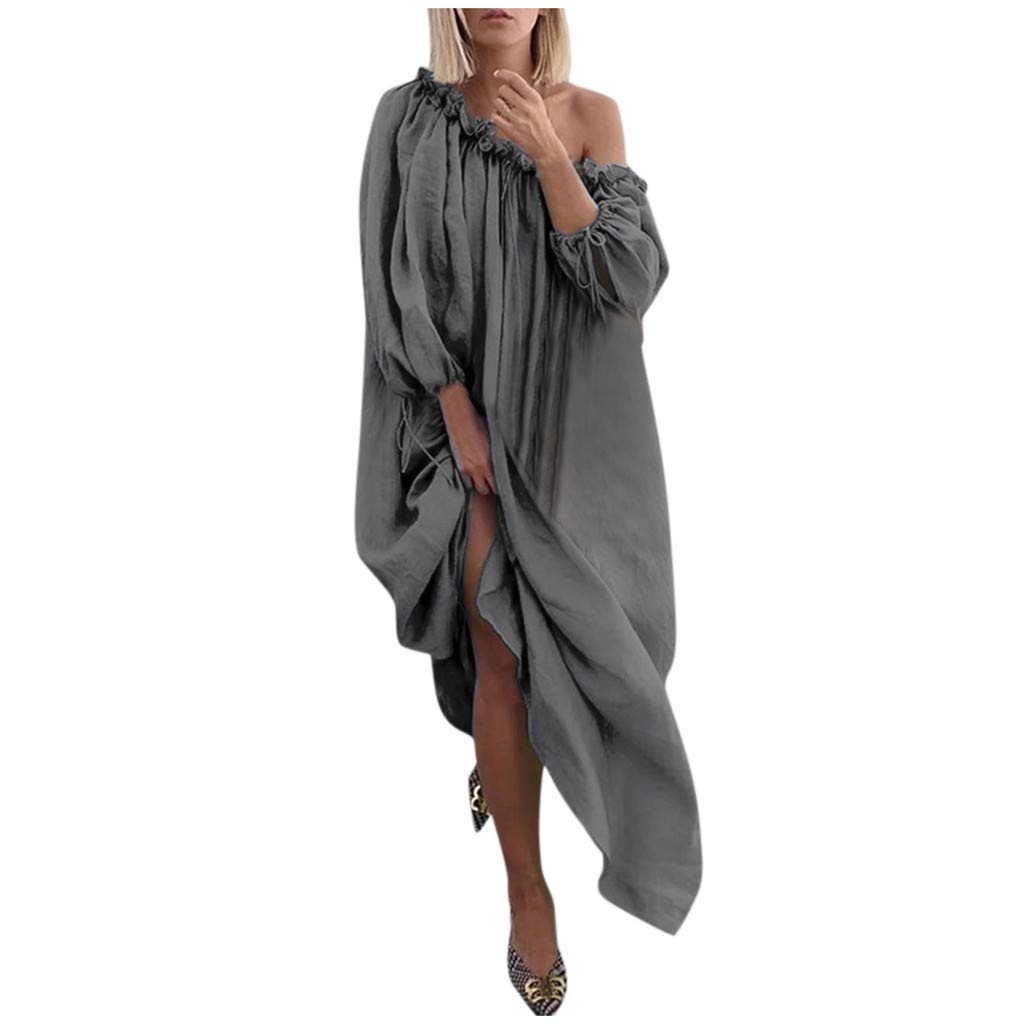 Plus Size Women's Summer Maxi Dress - Casual Open Shoulder Vintage Boho Loose Flowy Dress for Petite - Perfect for Beach Vacations, Music Festivals & Everyday Wear
