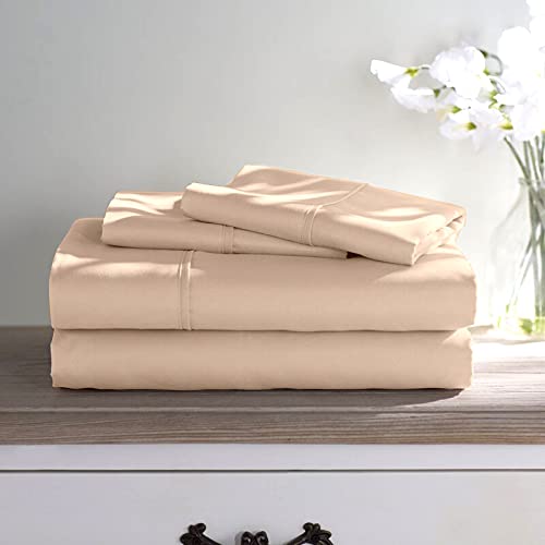 Luxury 600-Thread-Count 100% Egyptian Cotton Sheet Set - Super Soft, Cooling & Breathable Full Size Bed Sheets with Deep Pockets (Fits Up to 12
