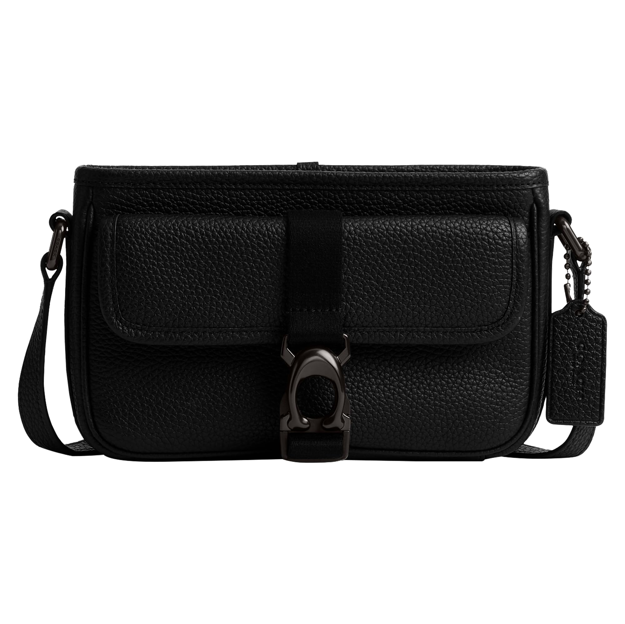 COACH Beck Slim File Bag Crossbody in Pebble Leather - Black Leather Crossbody Bag for Women, Perfect for Work, Travel & Everyday Use