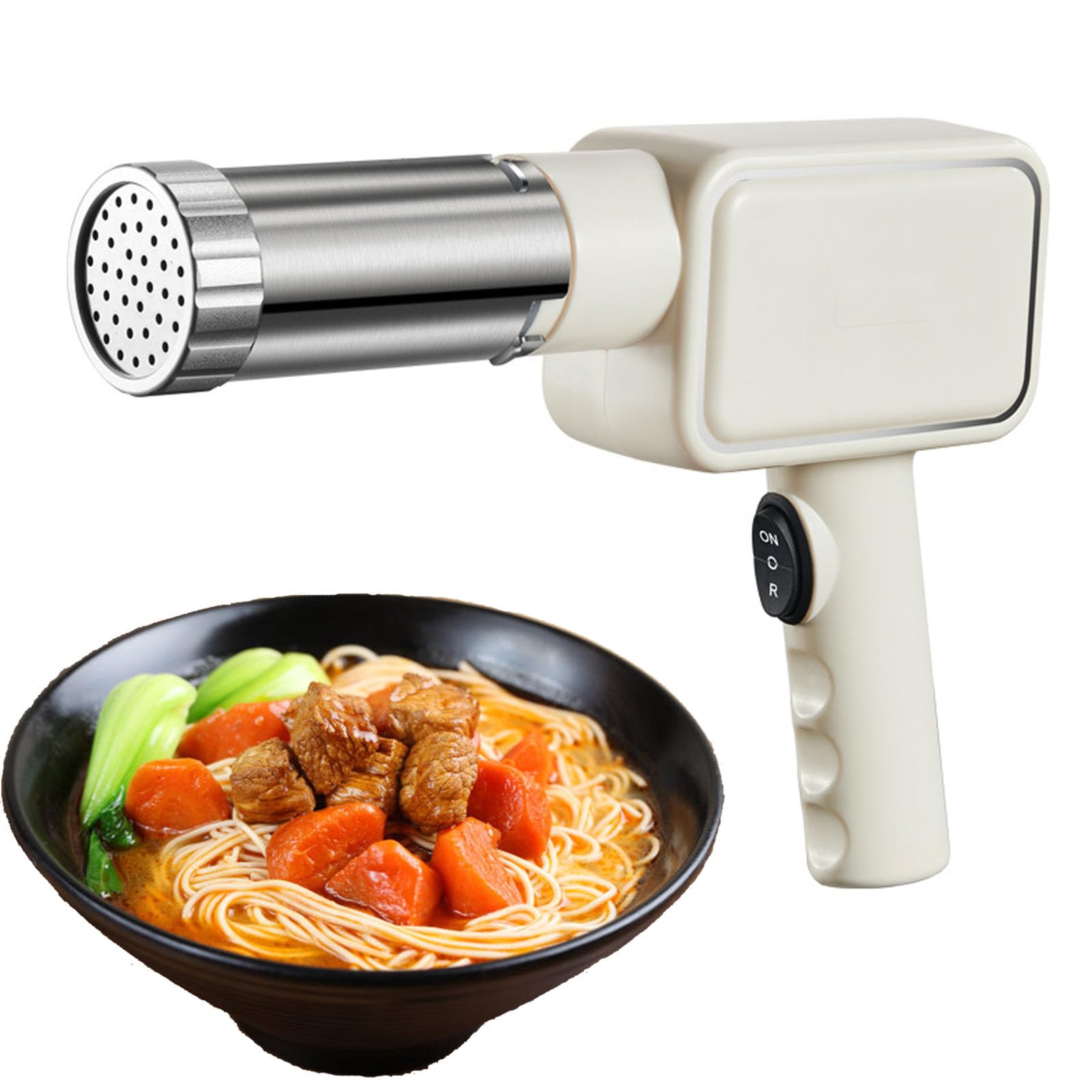 Portable Electric Pasta Maker Machine with 5 Molds - Handheld Automatic Pasta Gun for Homemade Noodles, Ramen & Pasta | Cordless Kitchen Appliance for Easy Pasta Making at Home | Perfect for Italian Cuisine, Family Dinners & Quick Meals