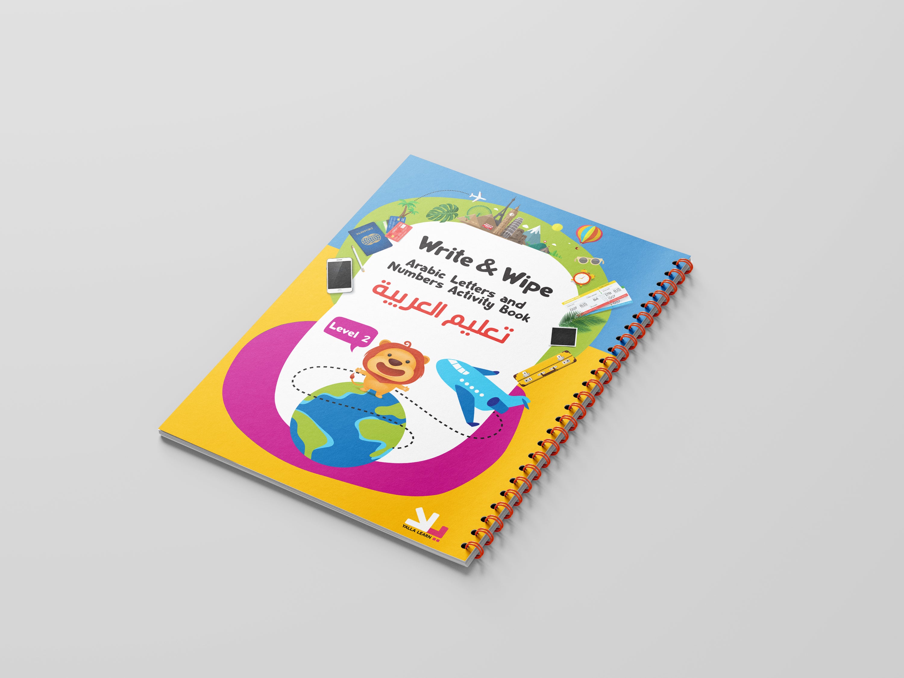 YallaLearn Write and Wipe Book Level Two: Travel Adventure - Reusable Learning Activity Book for Kids - Perfect for Road Trips, Airplane Travel & Homeschooling
