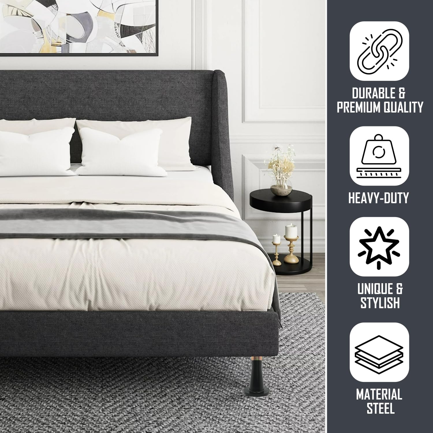 Heavy Duty 7-Leg Adjustable Metal Bed Frame for Queen, Full, Full XL, Twin & Twin XL - Sturdy Center Support with Glides - Perfect for Guest Rooms, Dorms & Home Use