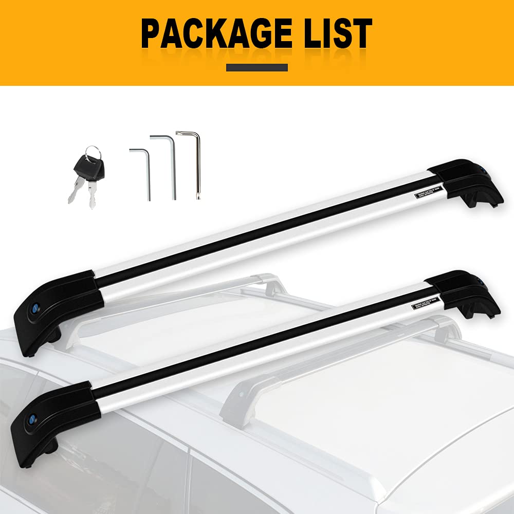 OCPTY Universal Cross Bars Roof Rack - Compatible with Volkswagen Atlas 2018-2019 Models - Heavy Duty Luggage Racks for Rooftop Cargo Carrier, Bags, Kayak, Canoe, Bike, Snowboard & Ski - Perfect for Road Trips, Camping & Outdoor Adventures