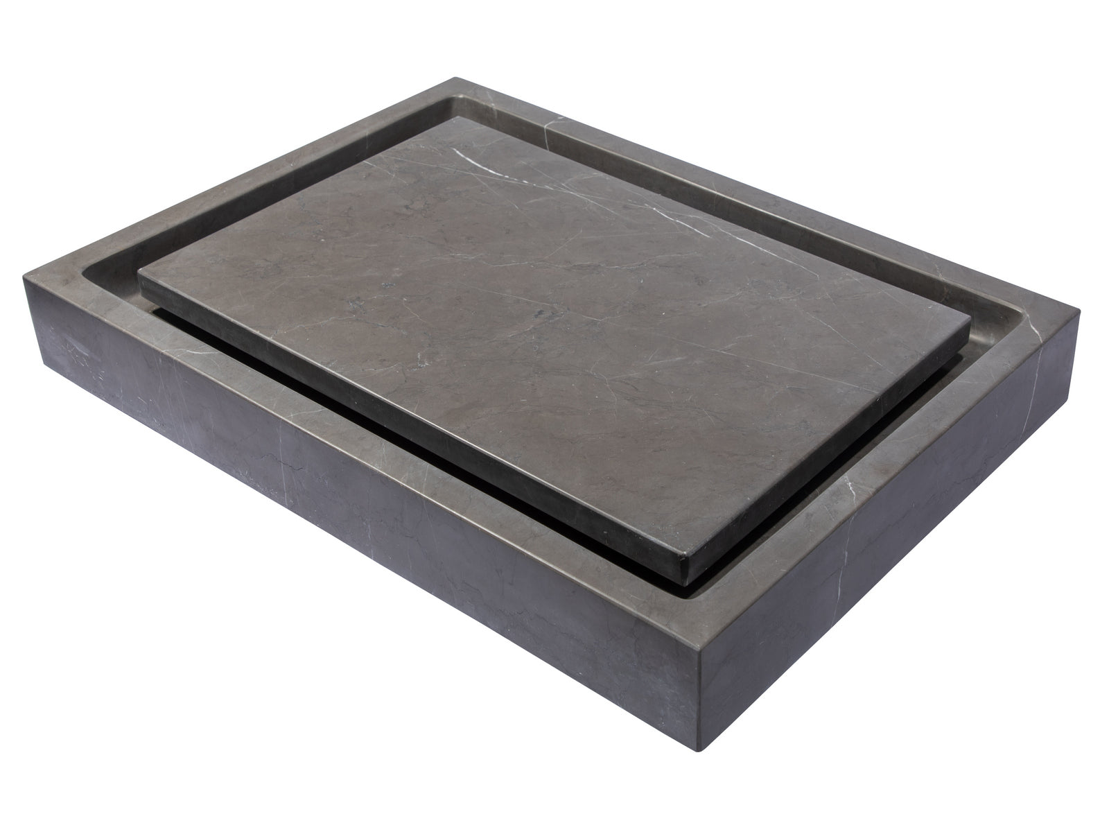 Rectangular Infinity Pool Sink - Honed Pietra Grey Marble Bathroom Vanity Vessel - Modern Luxury Basin for Spa, Hotel & Upscale Home Decor