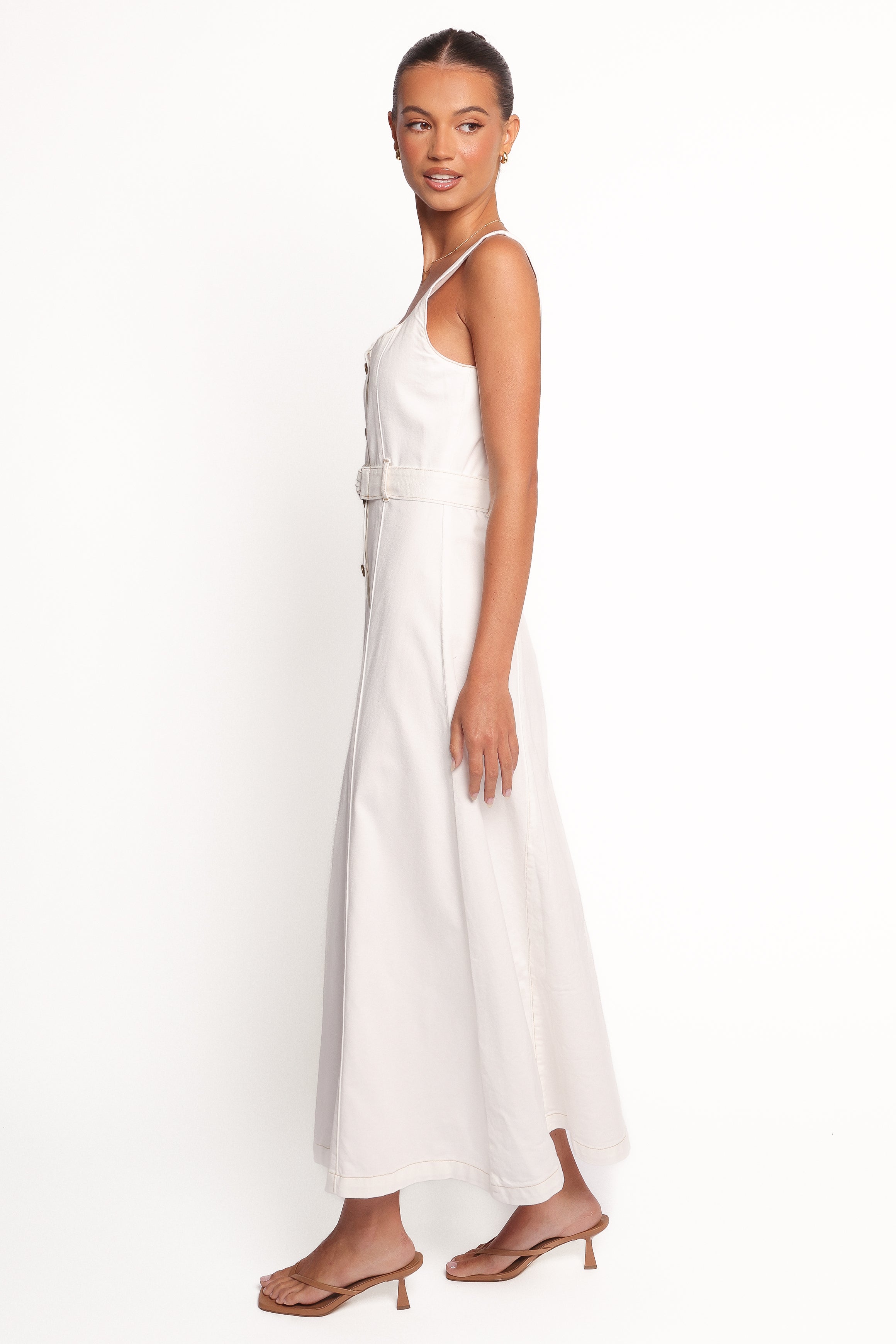 Jennings Midi Dress - Elegant White Flowy Summer Dress for Women | Perfect for Beach Vacations, Date Nights & Casual Outings