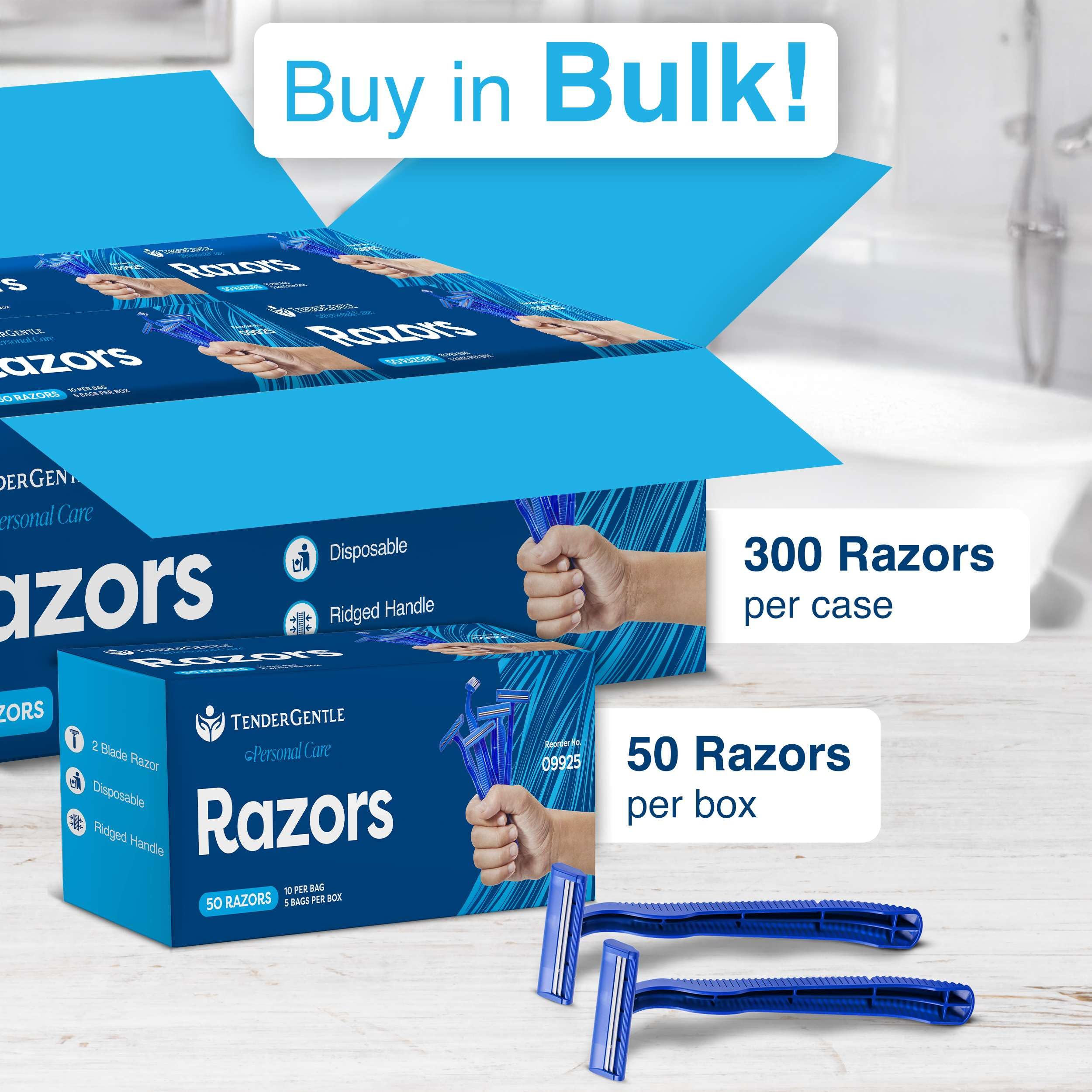50 Pack Disposable Razors for Men & Women - 2 Blade Shavers Bulk - Smooth Shaving, Tattoo Care, Travel & Hospitality Use - Perfect for Home, Salon & Hotel Essentials