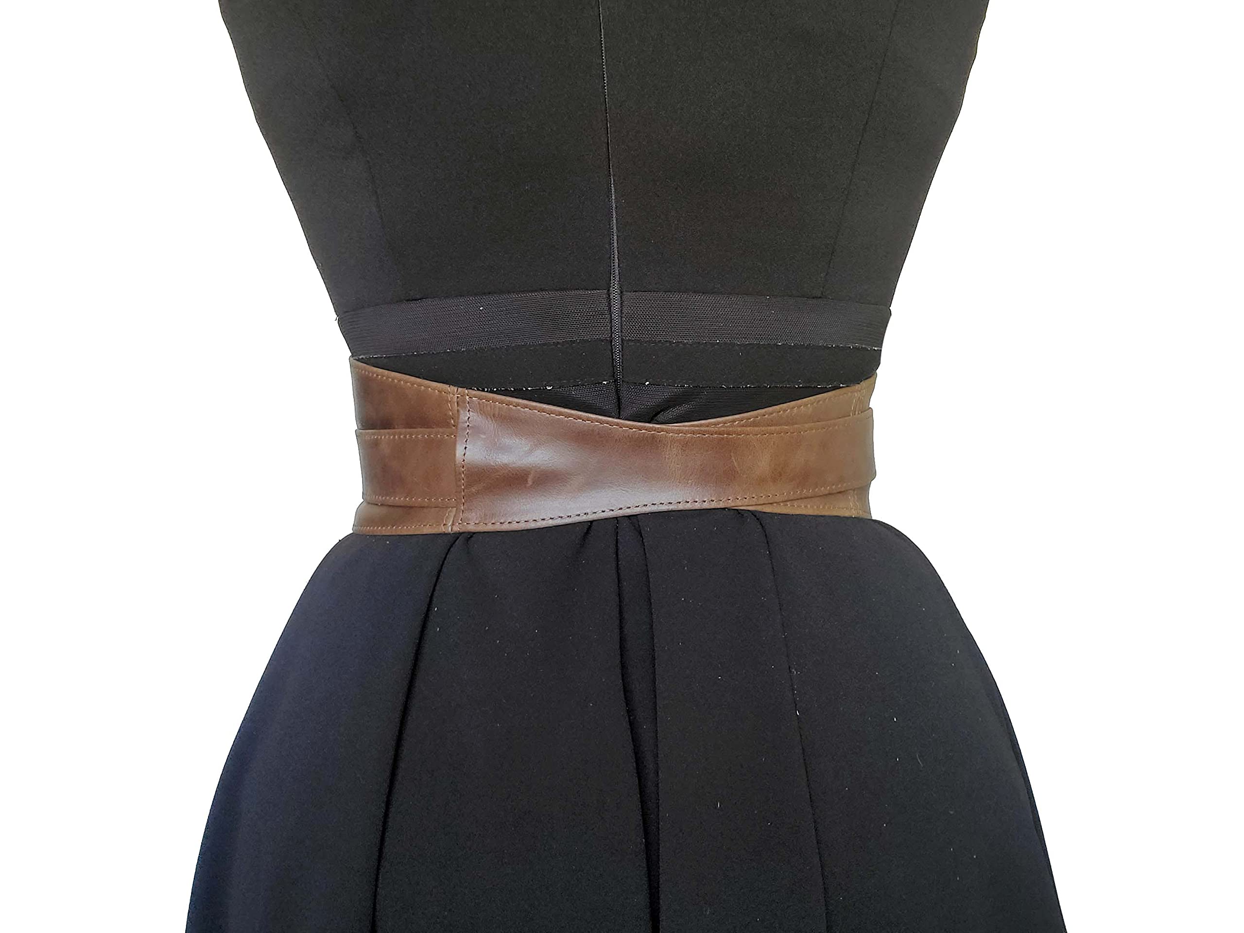 Fgalaze Brown Leather Wrap Belt for Women - Stylish Fashionable Obi Belt with Adjustable Buckle - Perfect for Dresses, Coats & Casual Outfits