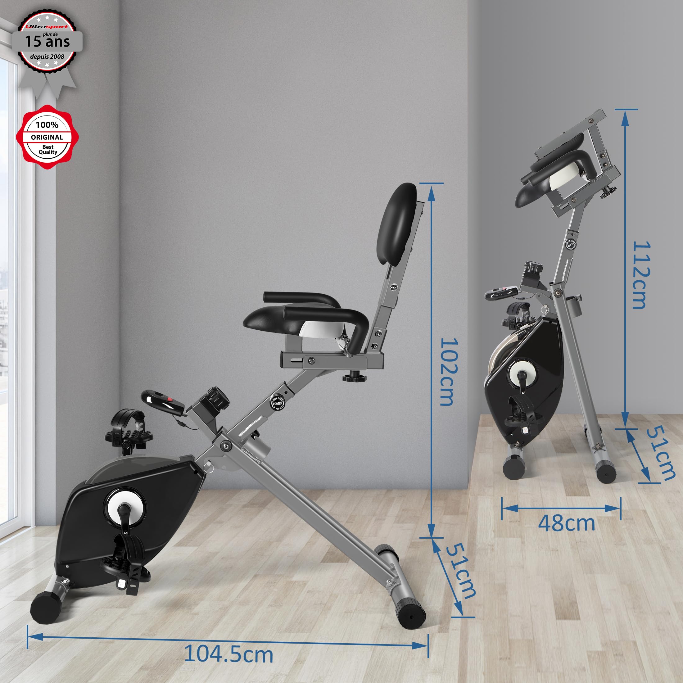 Ultrasport Senior Fitness Trainer - Foldable Recumbent Exercise Bike & Mini Elliptical for Home Workouts | Perfect for Elderly Low-Impact Cardio & Physical Therapy