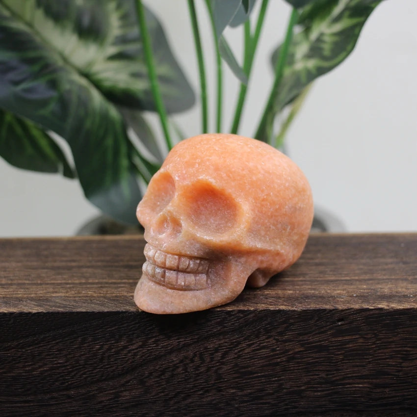 3 Inch Hand Carved Gemstone Skull Statue - Natural Healing Crystal Cranium Figurine for Halloween Decor, Home Office Room Decor, Meditation & Spiritual Gift (Perfect for Altars, Yoga Spaces & Crystal Collections)