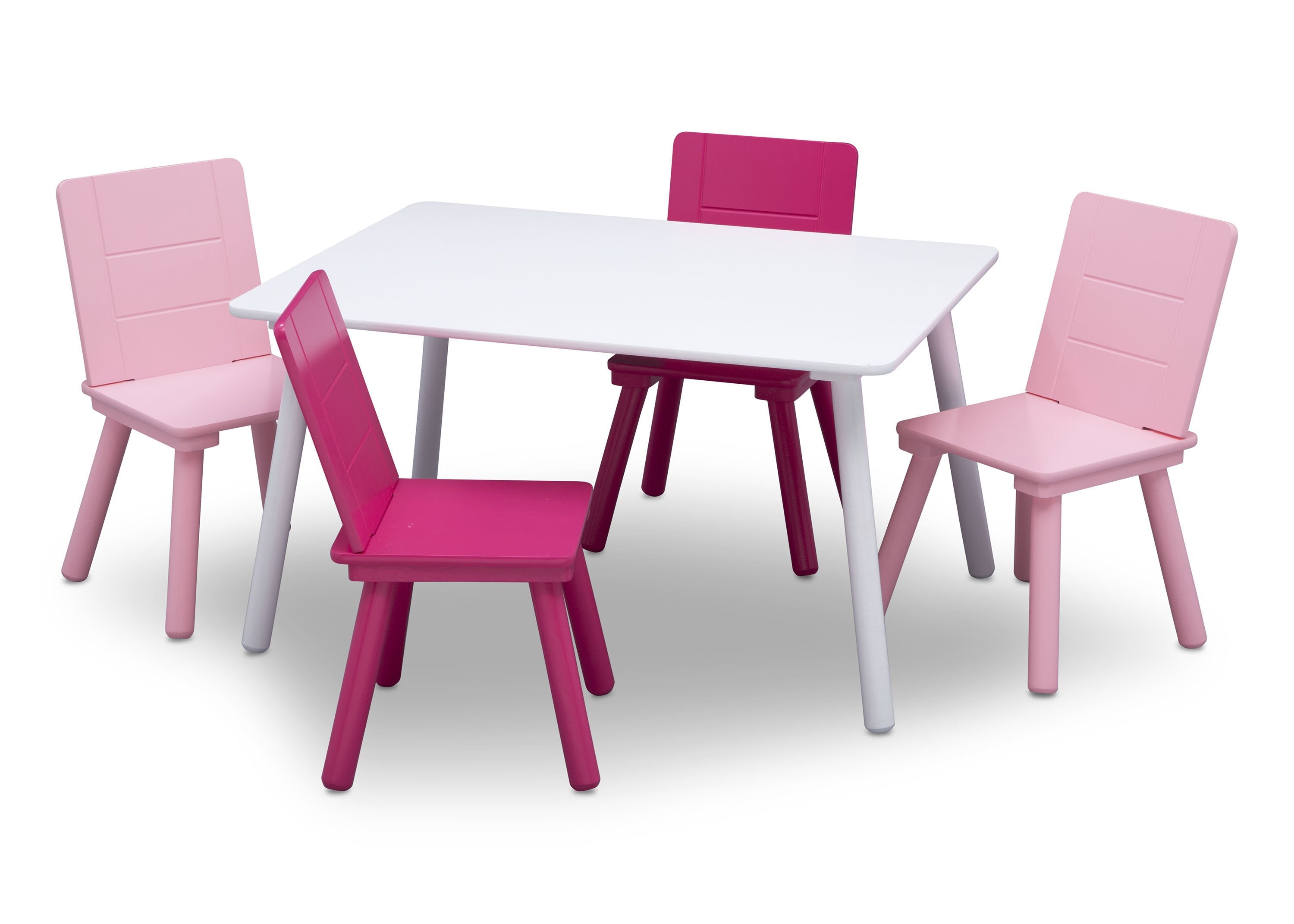 Kids Table and Chair Set - 4-Piece Wooden Children's Furniture for Playroom, Learning & Dining - Perfect for Toddlers & Preschoolers (Pink/Blue) - Ideal for Arts & Crafts, Snack Time, and Homeschooling Activities