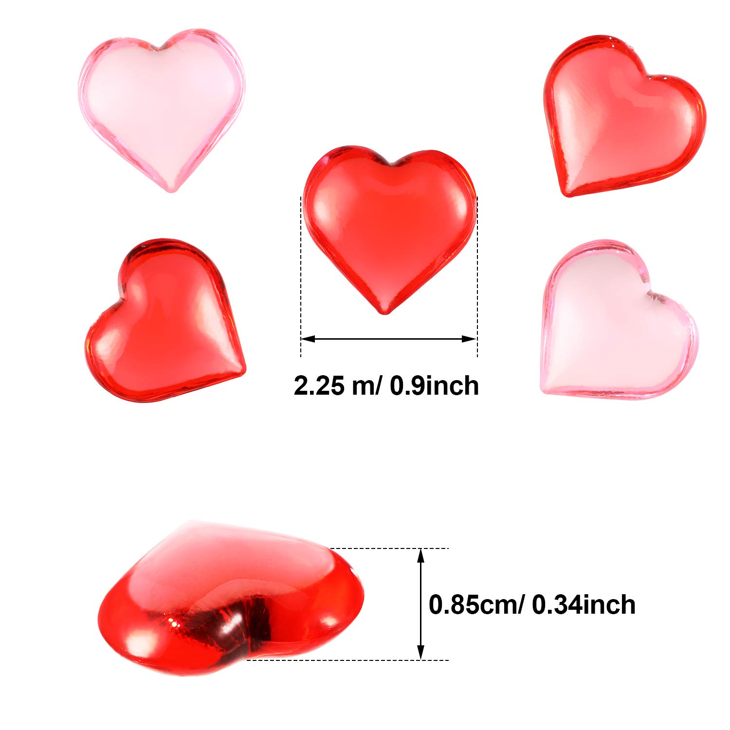 160 Pieces Acrylic Heart Decorations - Valentine's Day Heart Ornaments for Vase Fillers, Table Scatter, Party & Wedding Decor - 0.9 Inch Red & Pink Hearts - Perfect for Romantic Events, Home Decor, DIY Crafts