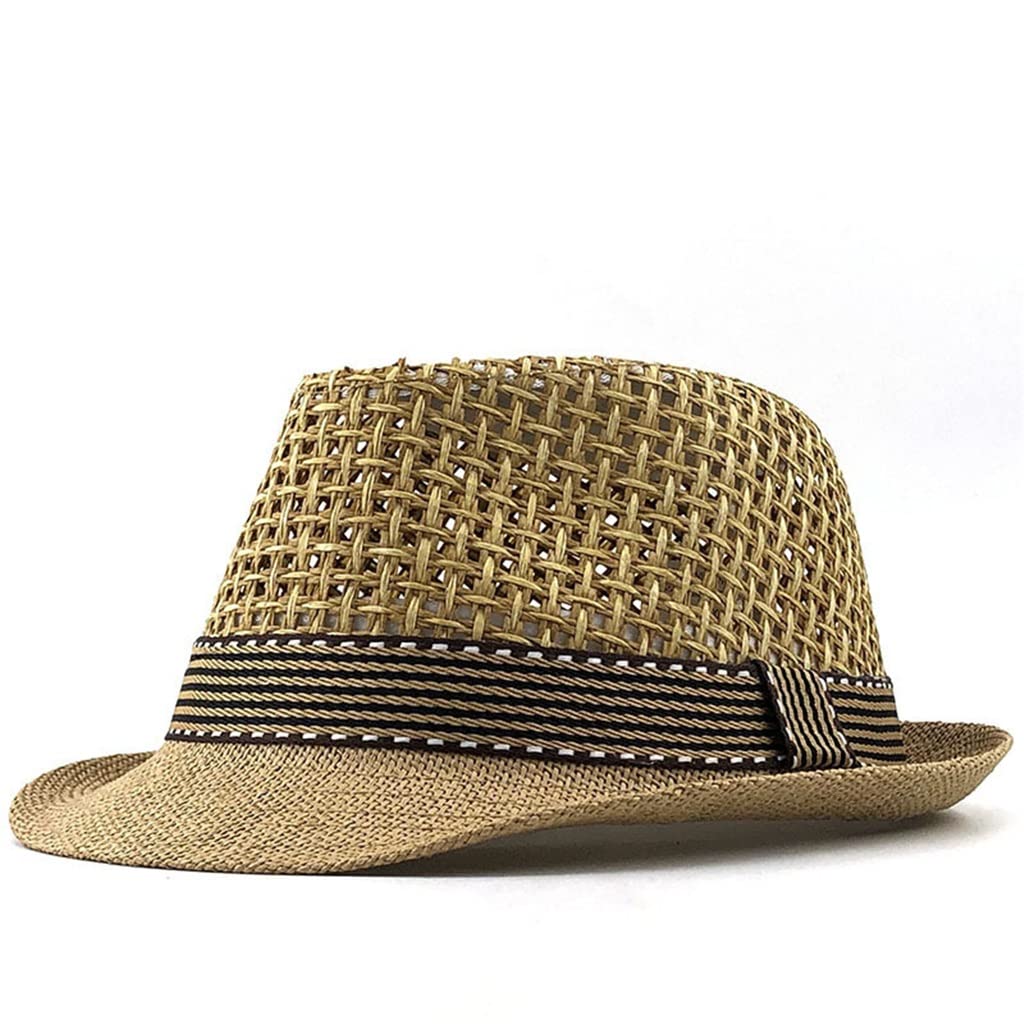 Stylish Baby Sun Hat for Boys & Girls - Breathable Straw Bucket Hat with Wide Brim, UV Protection for Summer Outdoor Play, Beach, Photography - Adjustable 48-52cm (Color D)