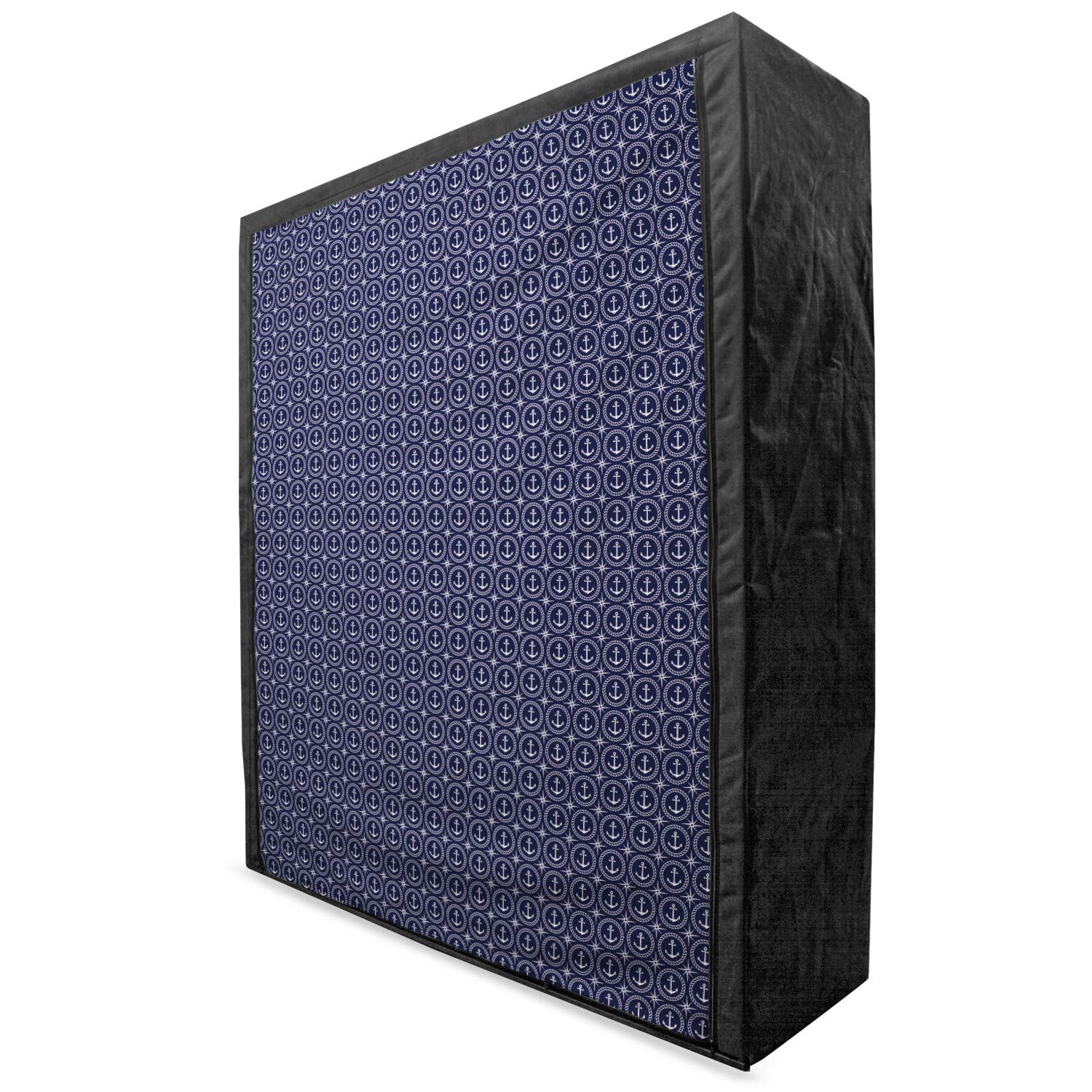 Ambesonne Navy Blue Portable Fabric Wardrobe with Windrose Anchor Nautical Design - 59