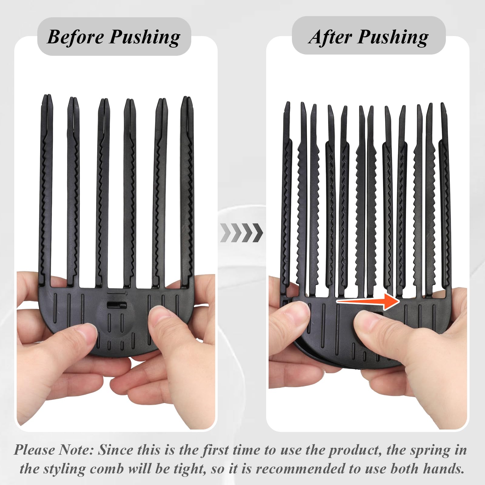 2PCS Wind Shaping Styling Comb for Fluffy Bangs & 2PCS Volume Clips for Hair Roots - No Trace Teeth High Skull Hair Clips for Voluminous Hairstyles - Perfect for Styling, Curling & Creating Fluffy Bangs (Black)
