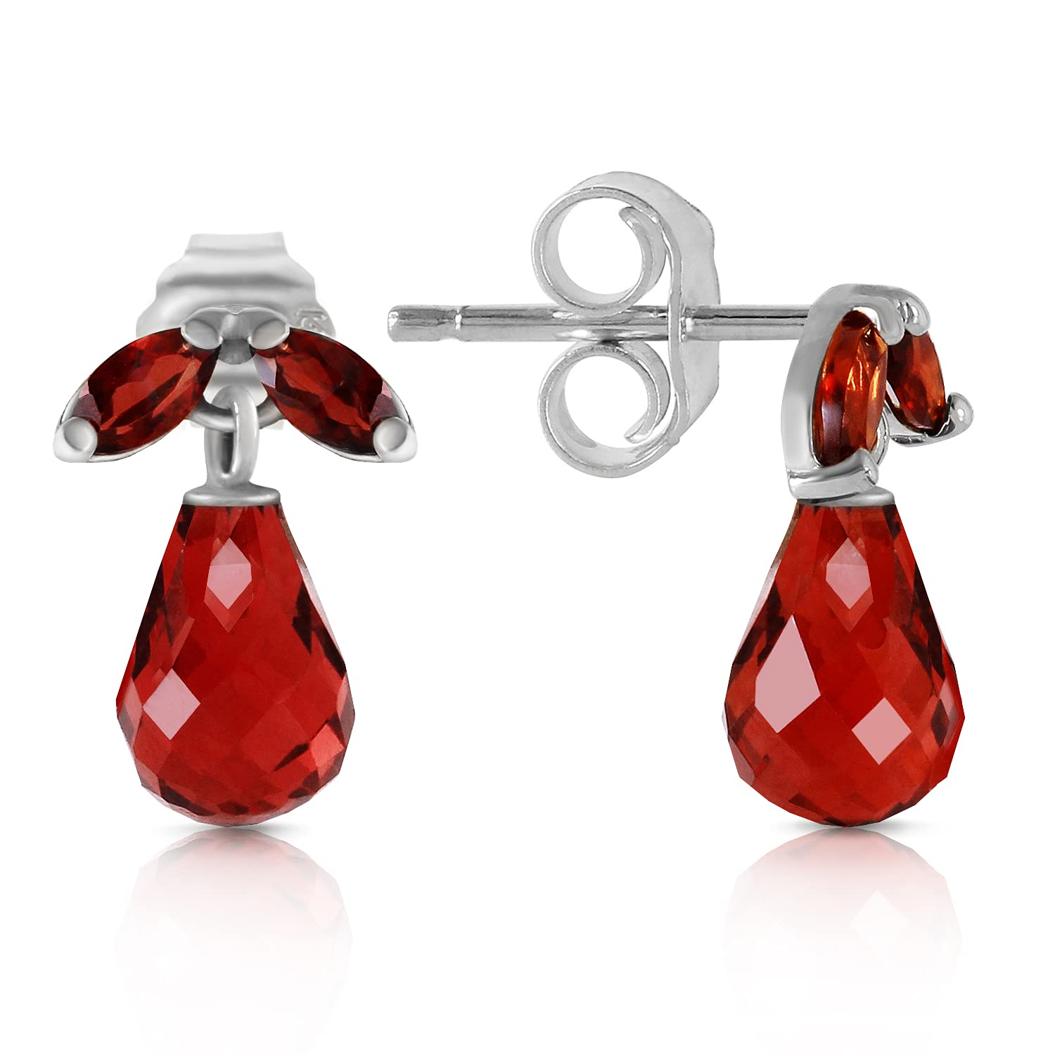 14K White Gold Garnet Stud Earrings for Women – GG Galaxy Gold Elegant Jewelry – Perfect for Gifts, Parties & Everyday Wear