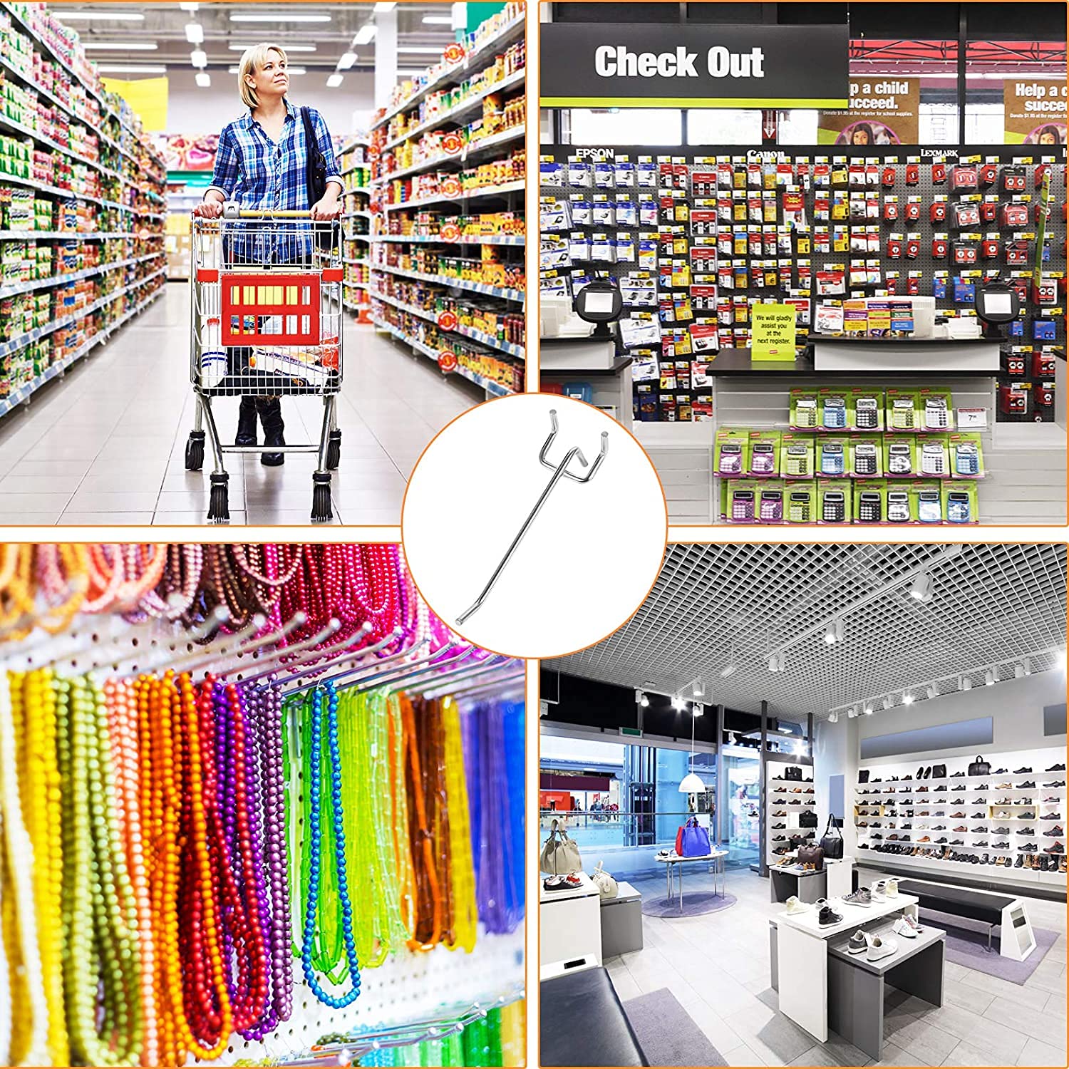 40-Piece Metal Pegboard Hooks Kit - 4 Inch & 2 Inch Heavy Duty Peg Board Hooks for Supermarket, Retail Store, Garage, Kitchen & Home Organization (Perfect for Wall Storage, Tool Organization & Retail Displays)