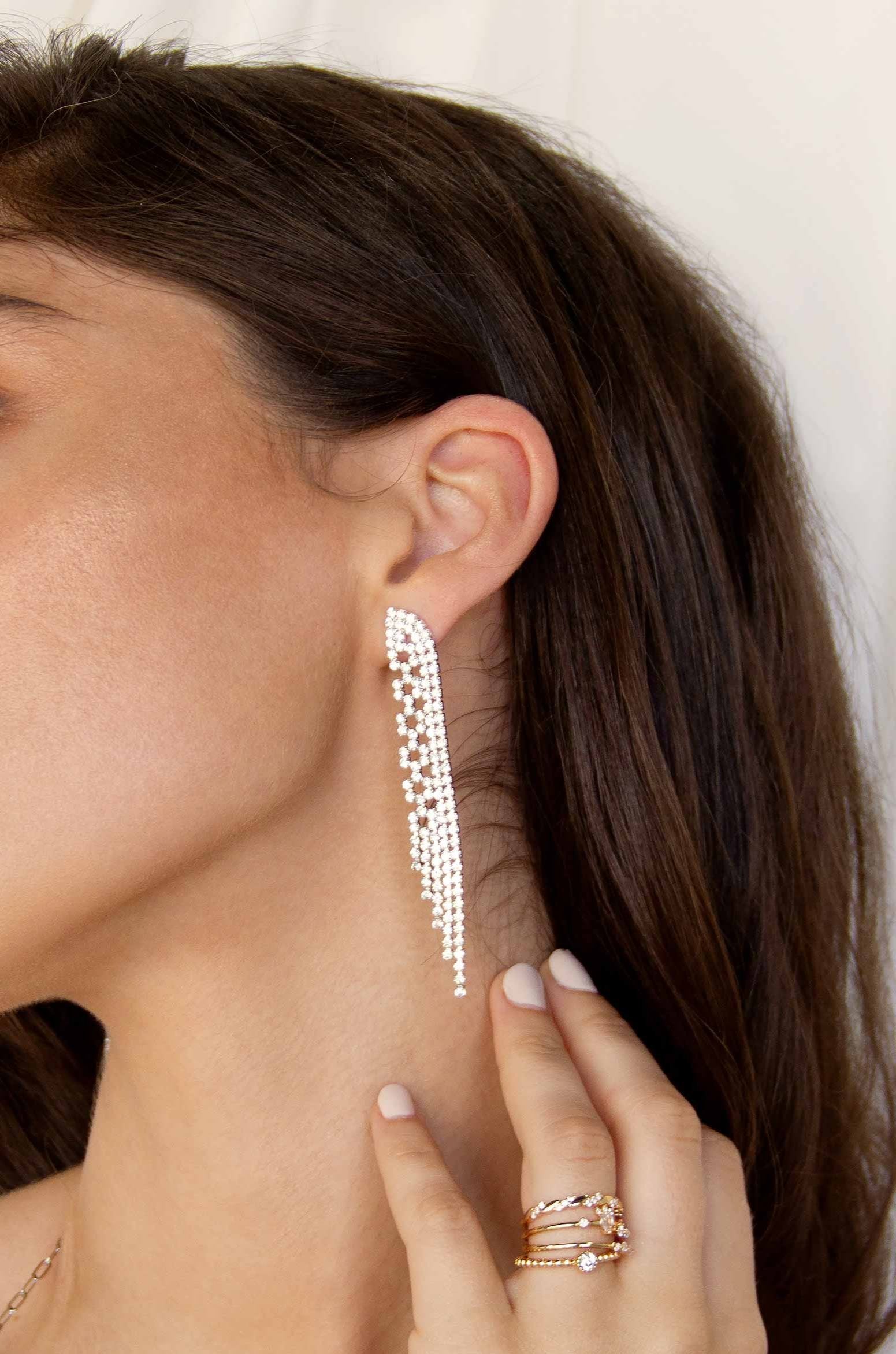 Elegant Champagne Gold Dangle Earrings for Women - Perfect for Evening Parties, Weddings & Special Occasions