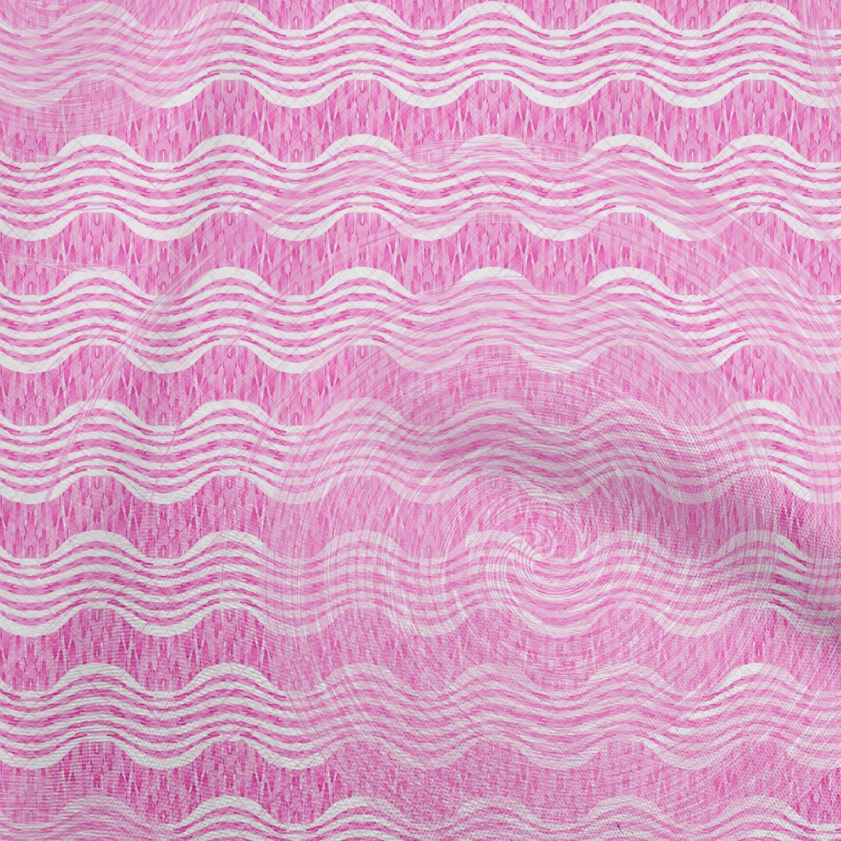 oneOone Cotton Cambric Light Pink Striped Wave Print Fabric by The Yard - 42 Inch Wide Soft Dress Material for Summer Dresses, Skirts & DIY Sewing Projects